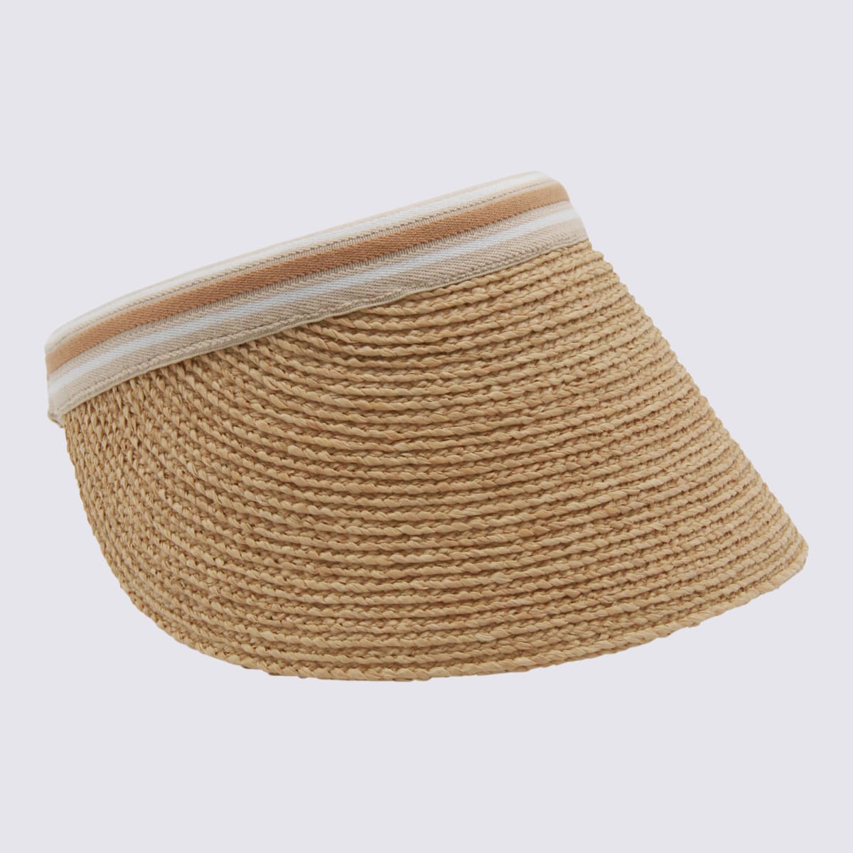 Helen Kaminski Striped Band Wide Brim Woven Hat In Brown
