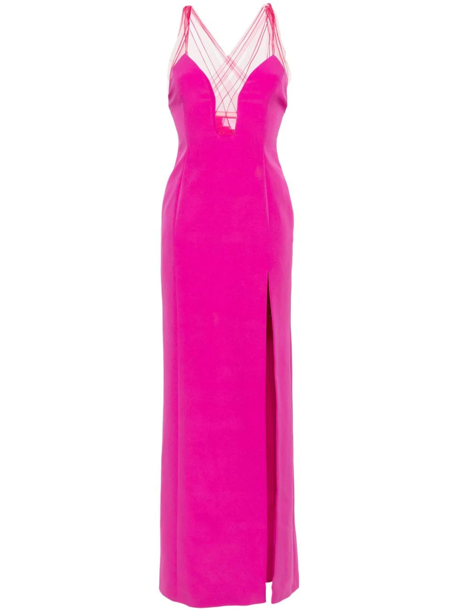 Shop Genny Dress With Tulle Neckline In Pink