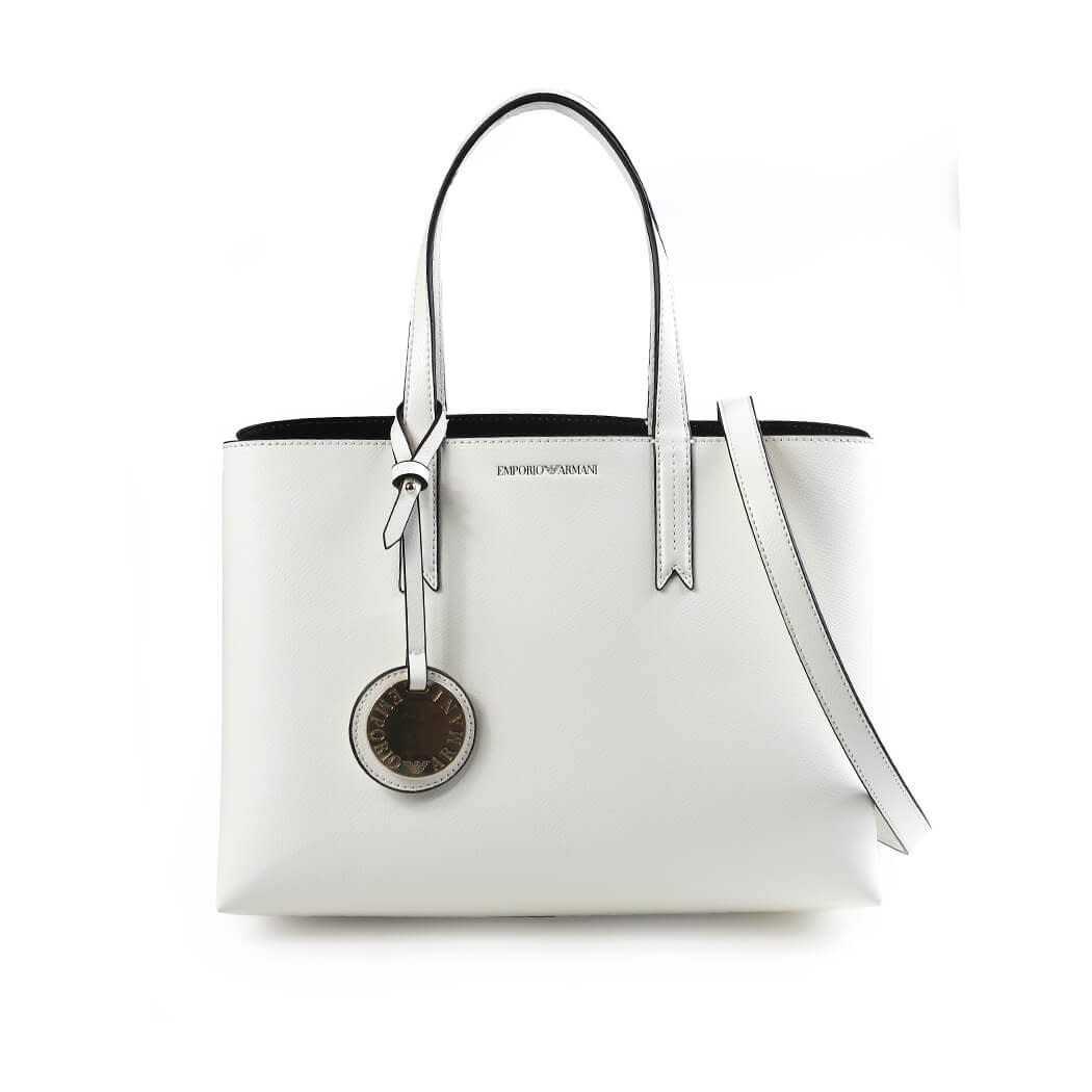 Emporio Armani White Faux Leather Handbag