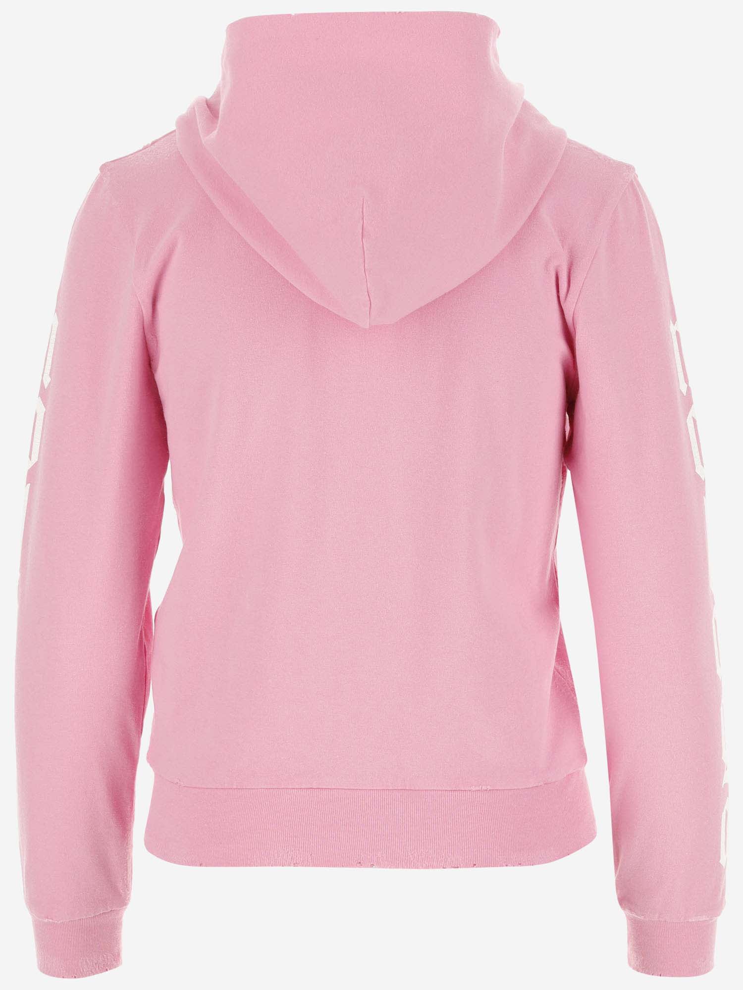 Shop Balenciaga Stretch Cotton Hoodie With Slogan Print In Pink