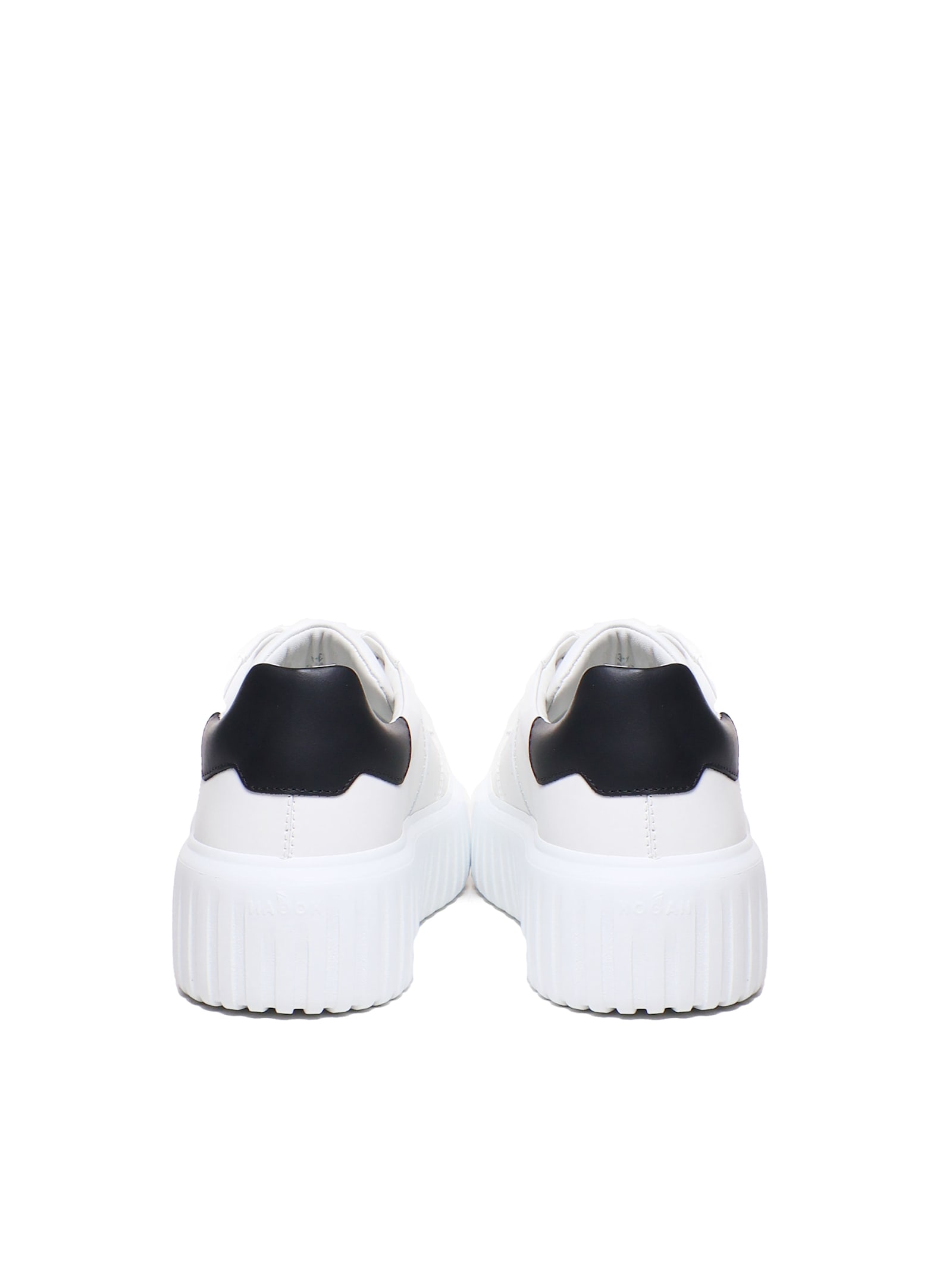 Shop Hogan Sneakers H-stripes In Calfskin In White, Black