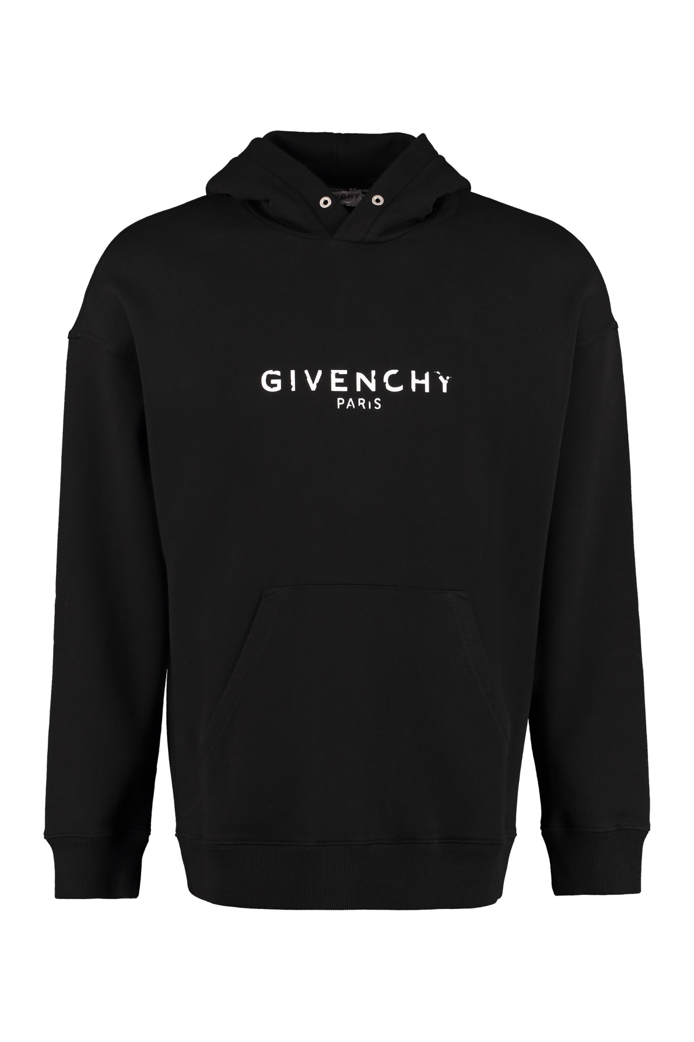 Givenchy Paris Logo Vintage Hoodie In 001 Black | ModeSens