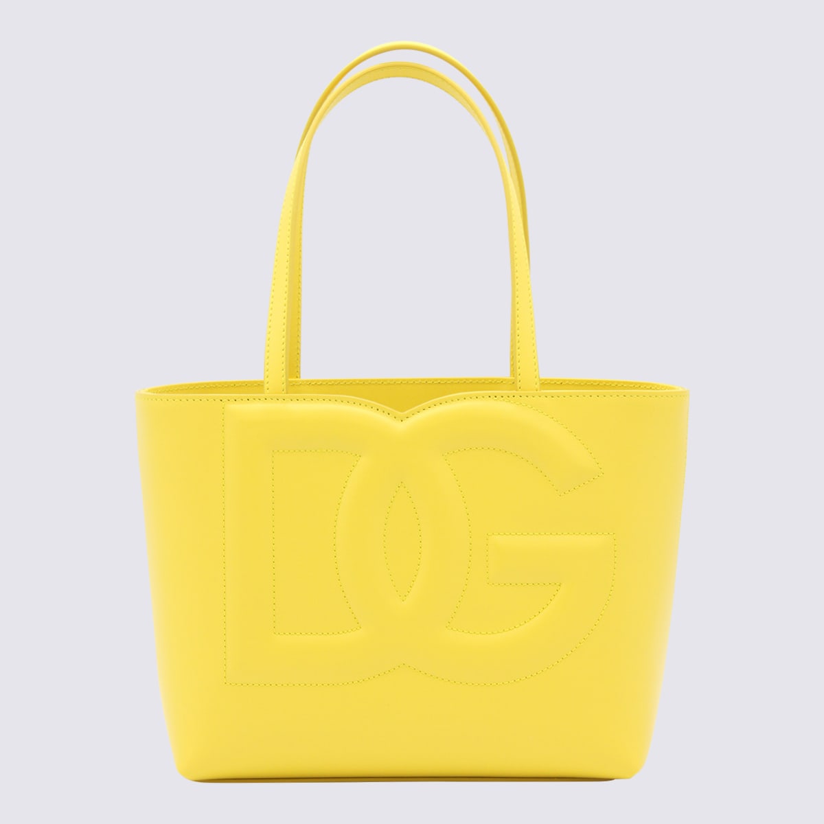 Shop Dolce & Gabbana Yellow Leather Tote Bag