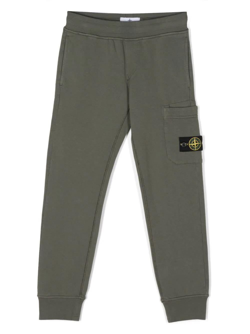 Stone Island Junior Kids' Olive Green Joggers With Logo Patch