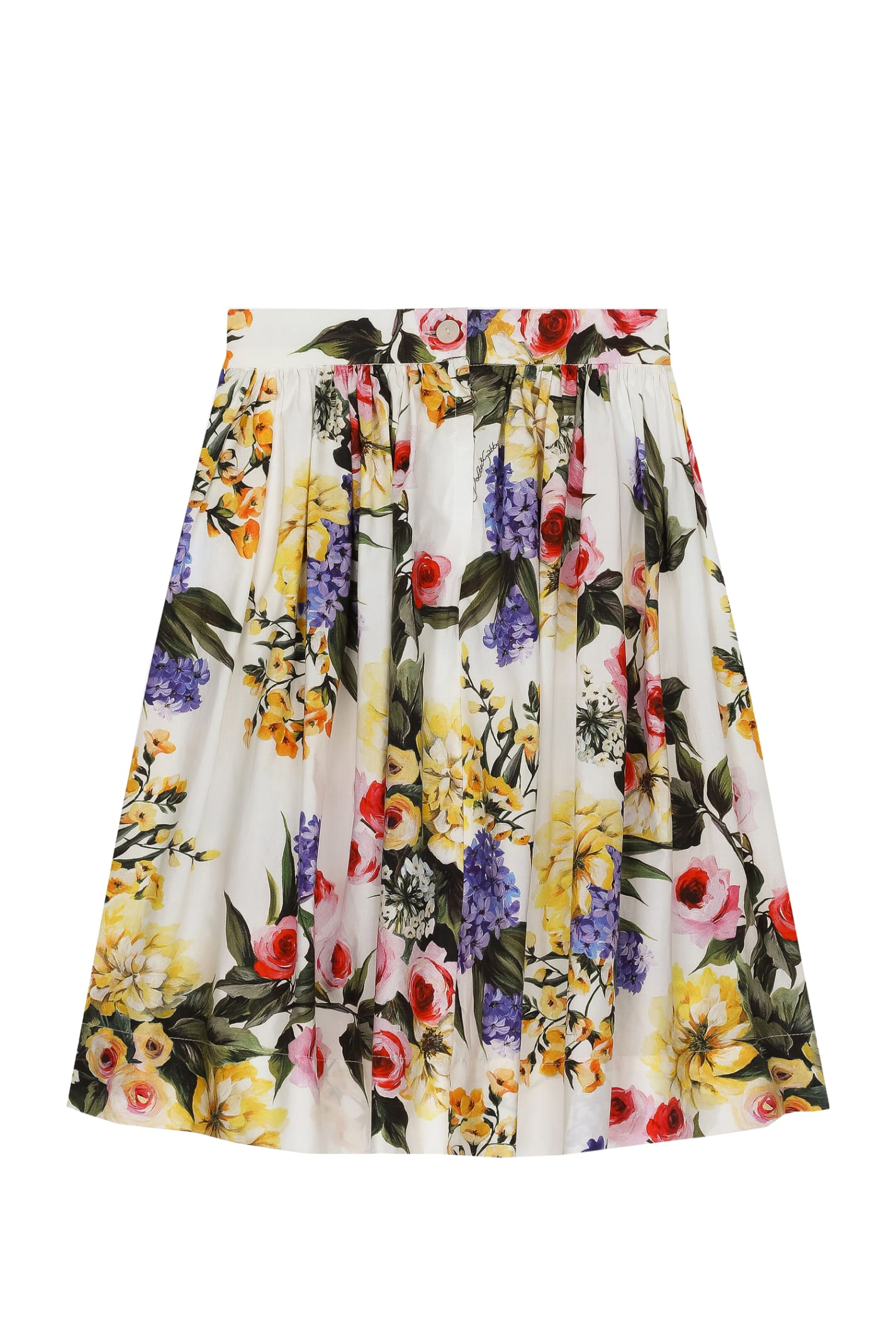 Shop Dolce & Gabbana Long Skirt In Garden Print Poplin In Multicolor