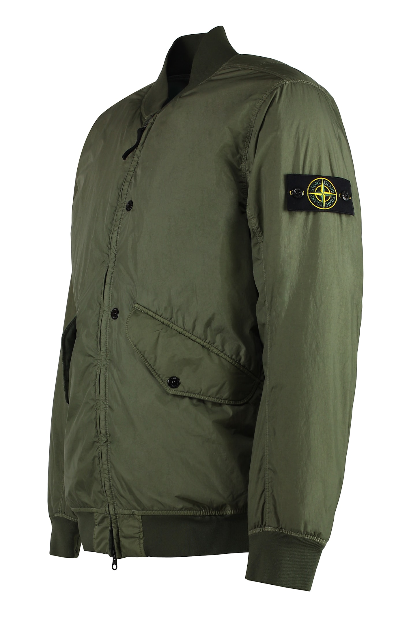 Shop Stone Island Bomber Jacket In Technical Fabric In Green