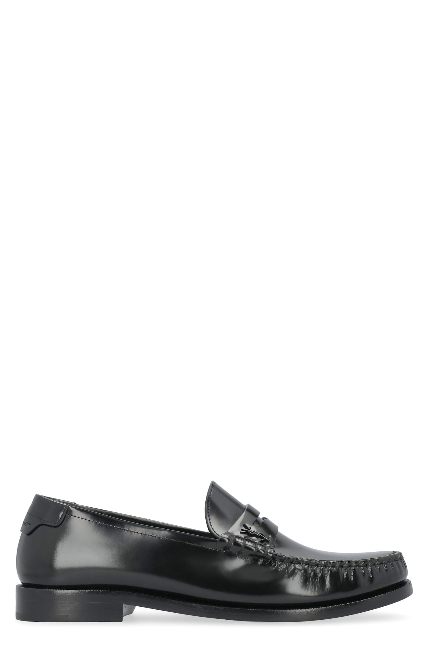 Saint Laurent Monogram Leather Loafers In Black