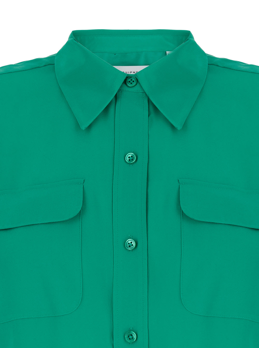 Equipment Slim Signature Emerald Green Shirt With Classic Collar In Silk Woman In Green