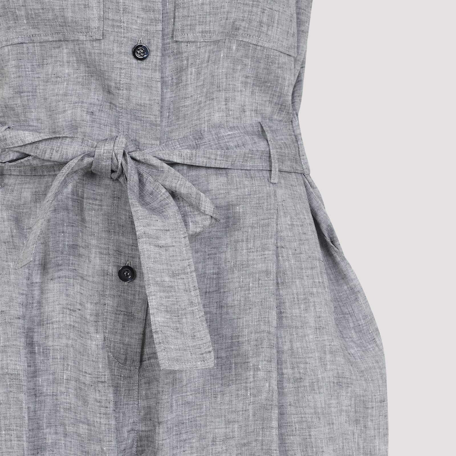 Shop Peserico Long Linen Jumpsuit In Blu