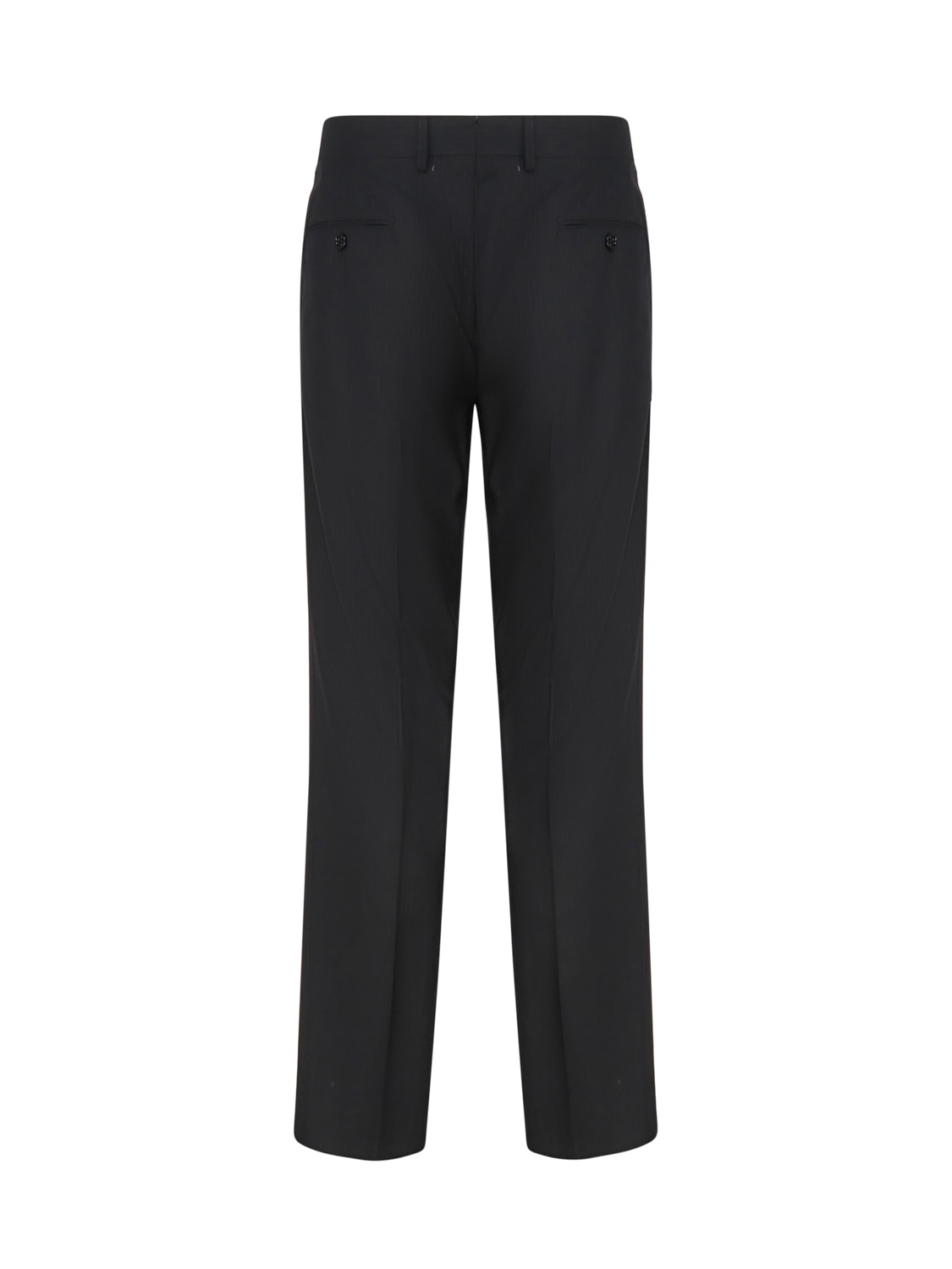 Shop Lardini Straight Pinstriped Trousers In Black