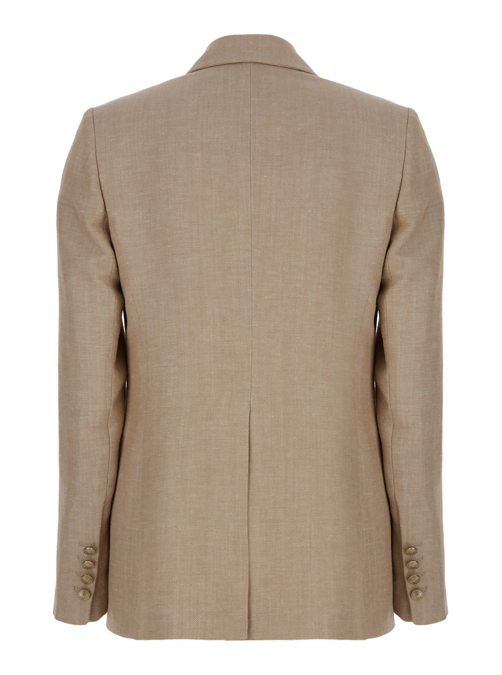 Shop Eleventy Beige Double-breasted Jacket With Jewel Buttons In Wool And Linen Woman