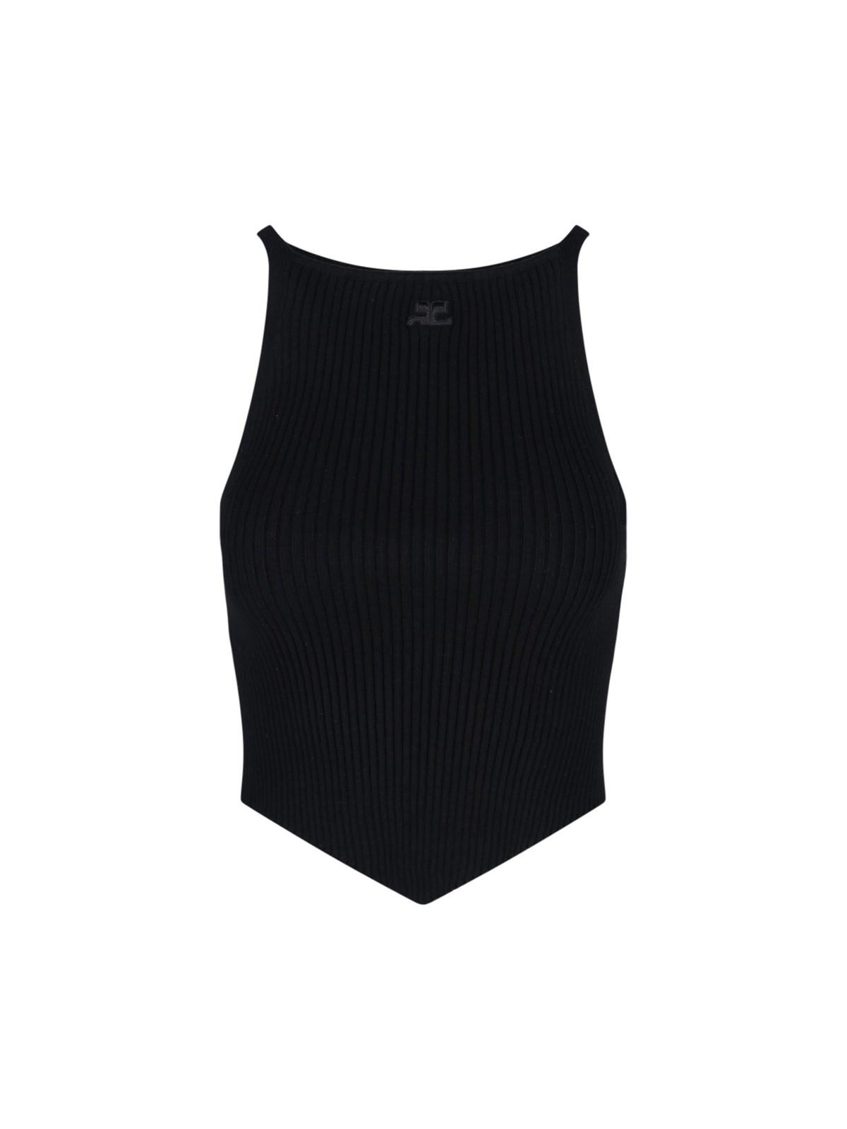 Shop Courrèges Pointy Tank Top In Black