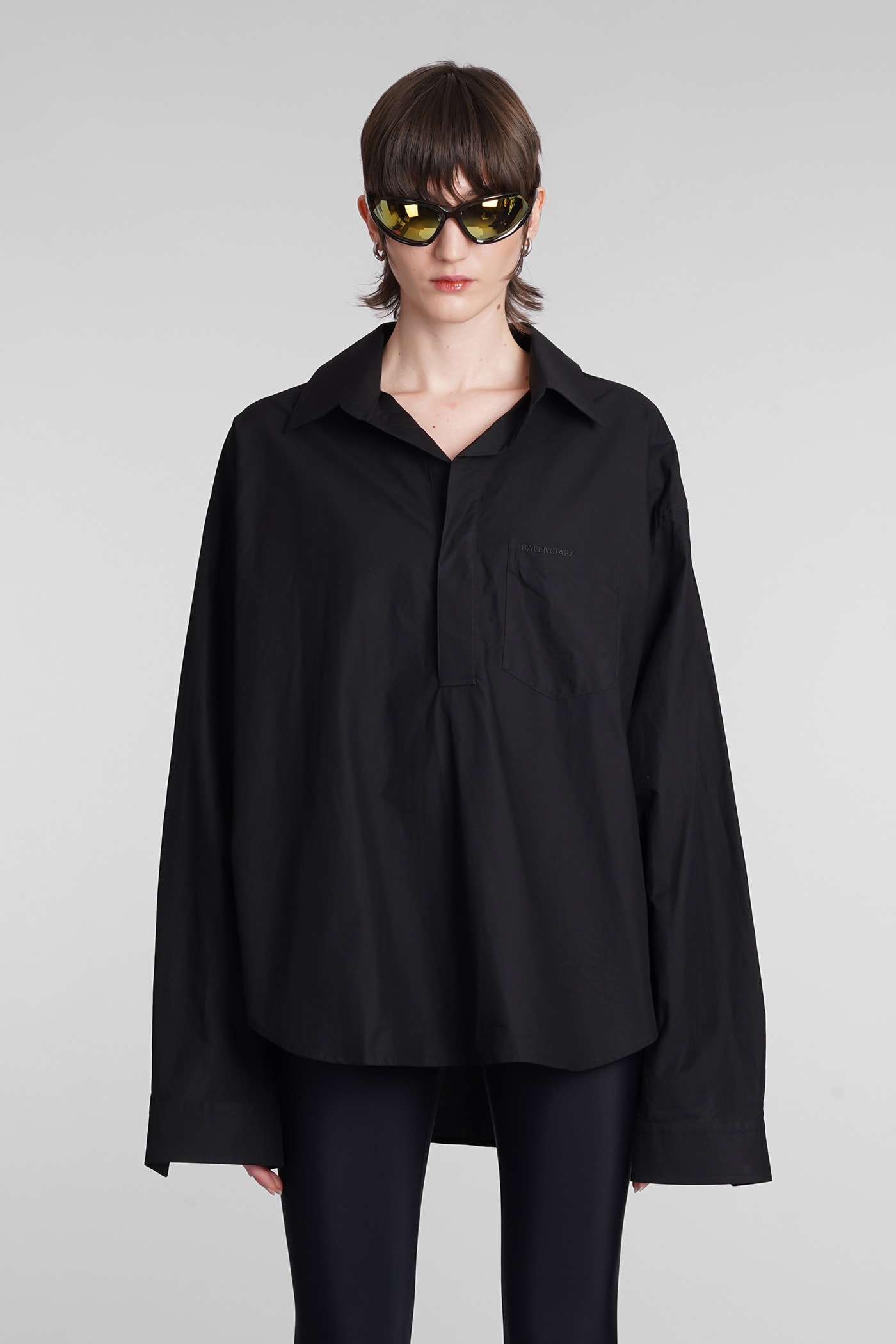 Shop Balenciaga Shirt In Black Cotton