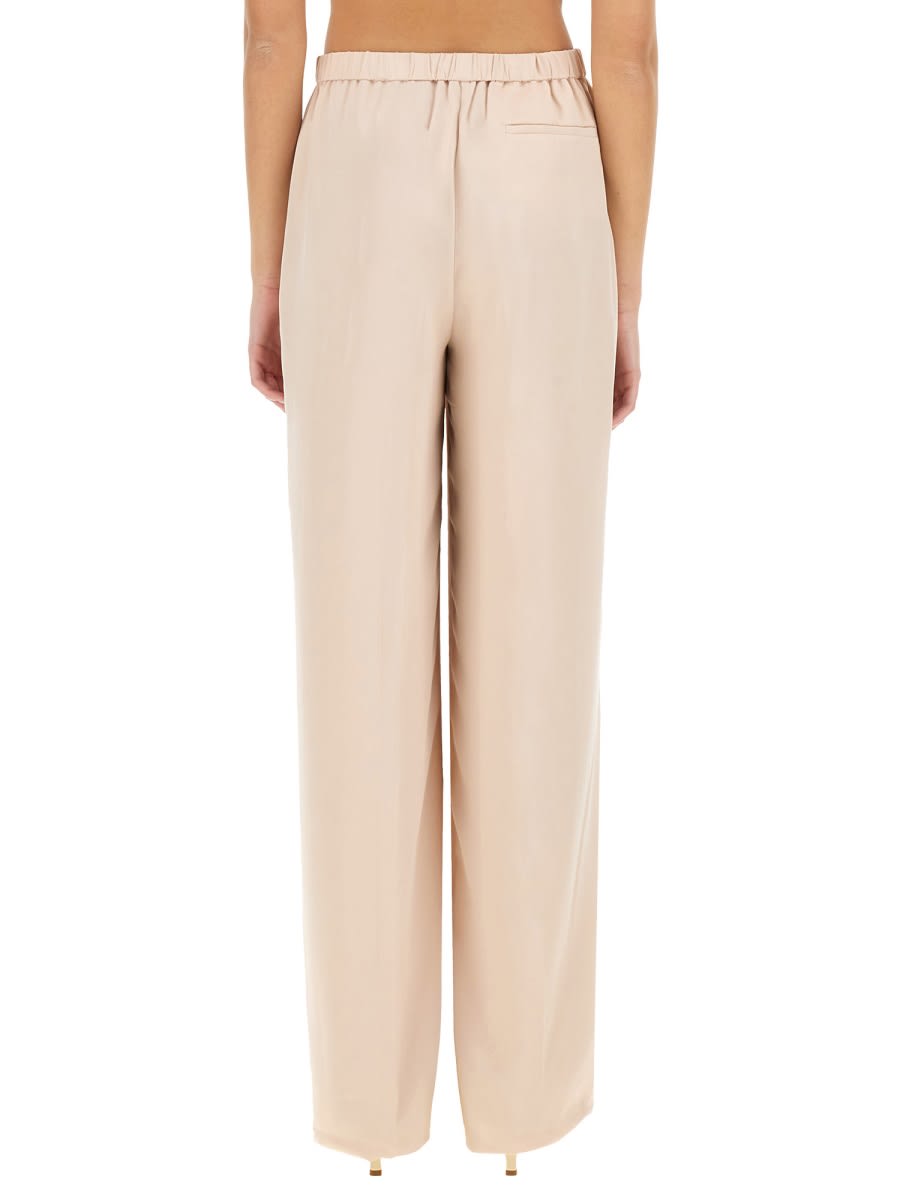 Theory Wide-leg Silk Pants With Comfortable Waistband In Pink