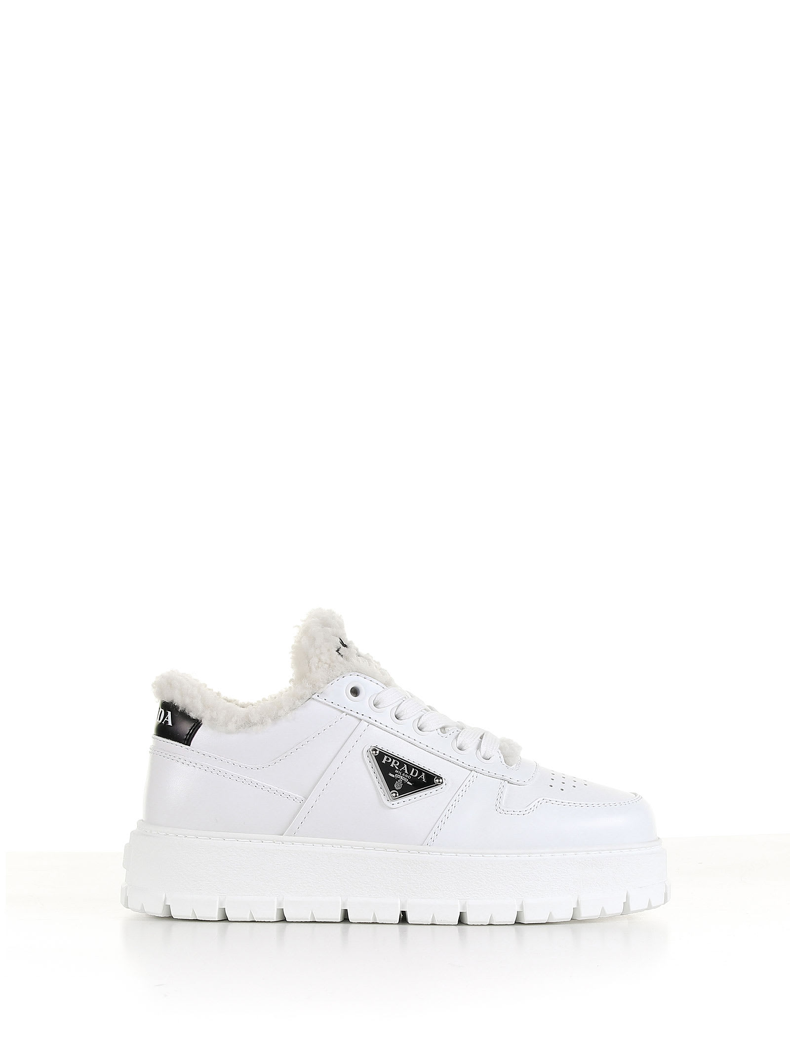 Prada Leather Sneakers With High Sole