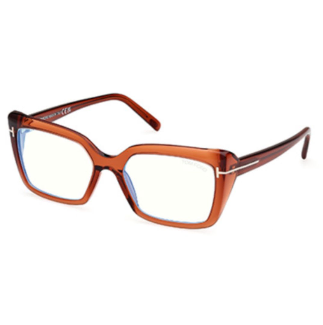 Tom Ford Blue Blocking Acetate Rectangle Glasses In 55048 - Marrone Scuro Luc