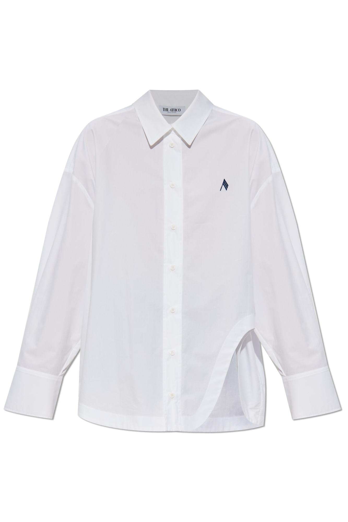 Attico White Logo Cotton Shirt In White