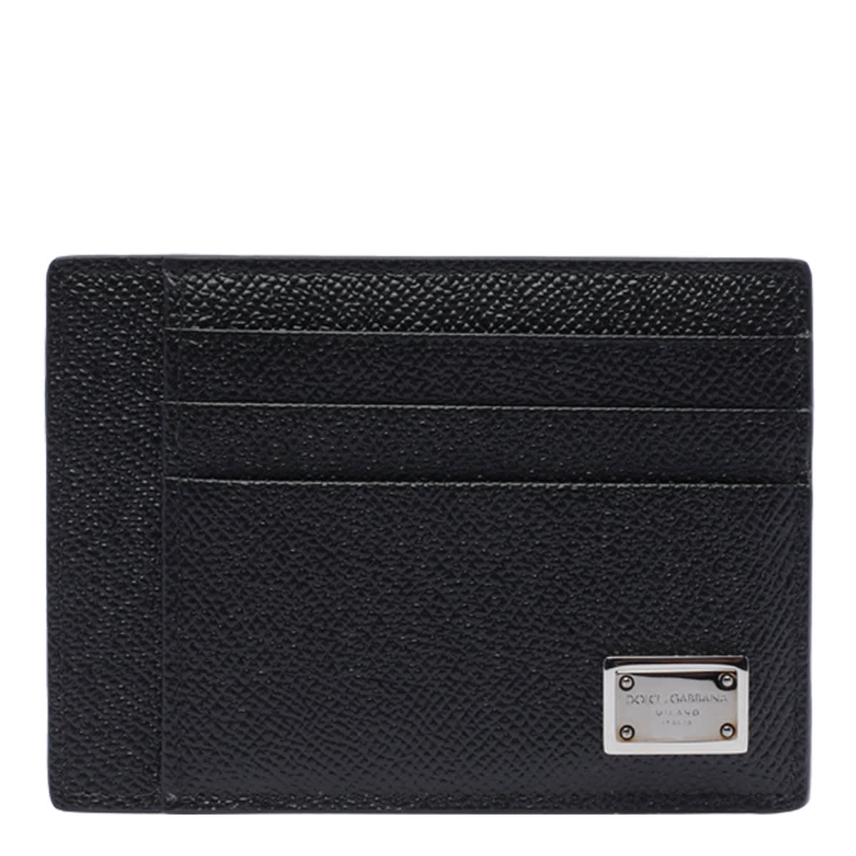 Shop Dolce & Gabbana Leather Cardholder Dauphine Print In Black