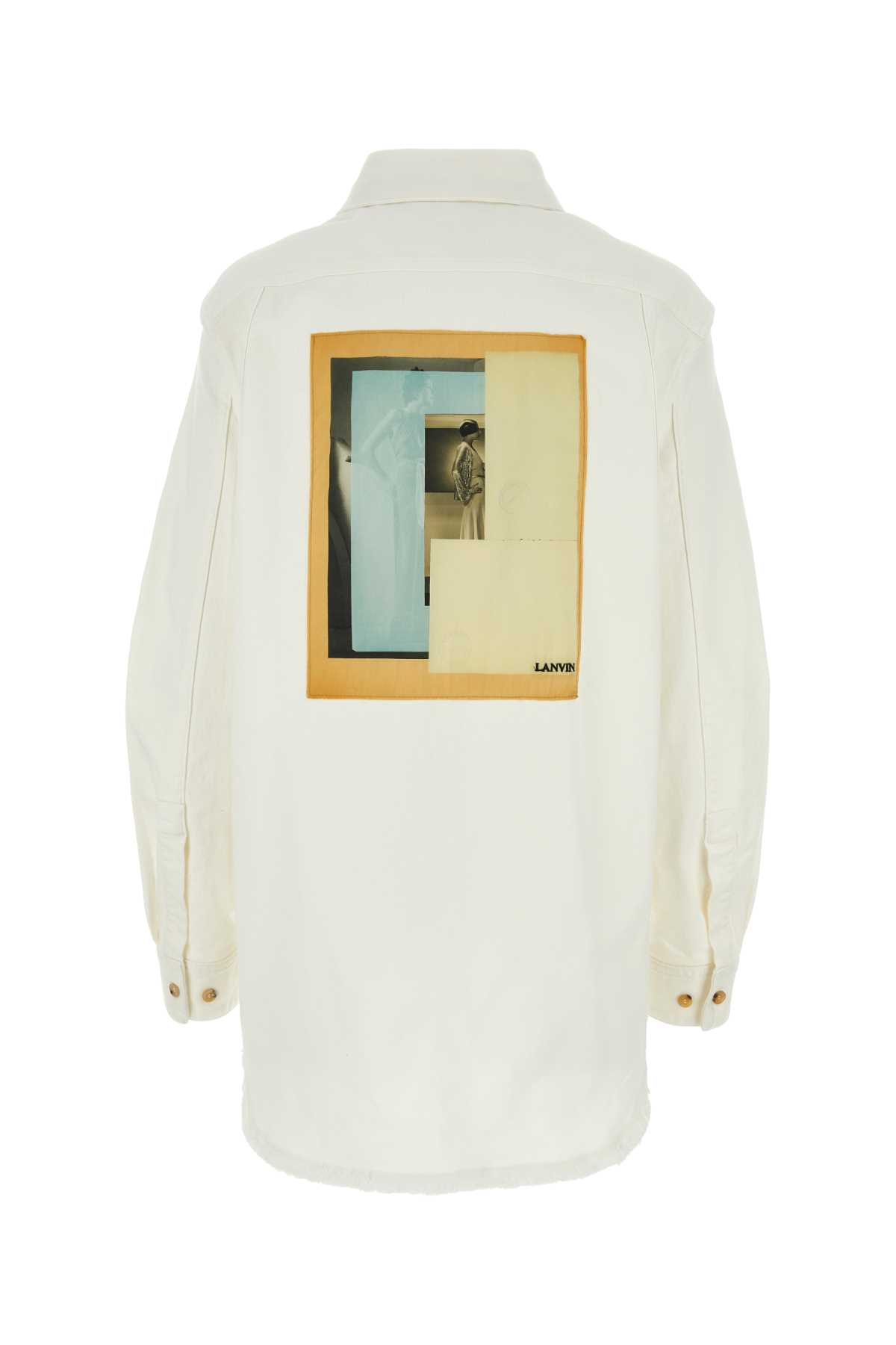 Shop Lanvin White Stretch Denim Shirt In Opticwhite