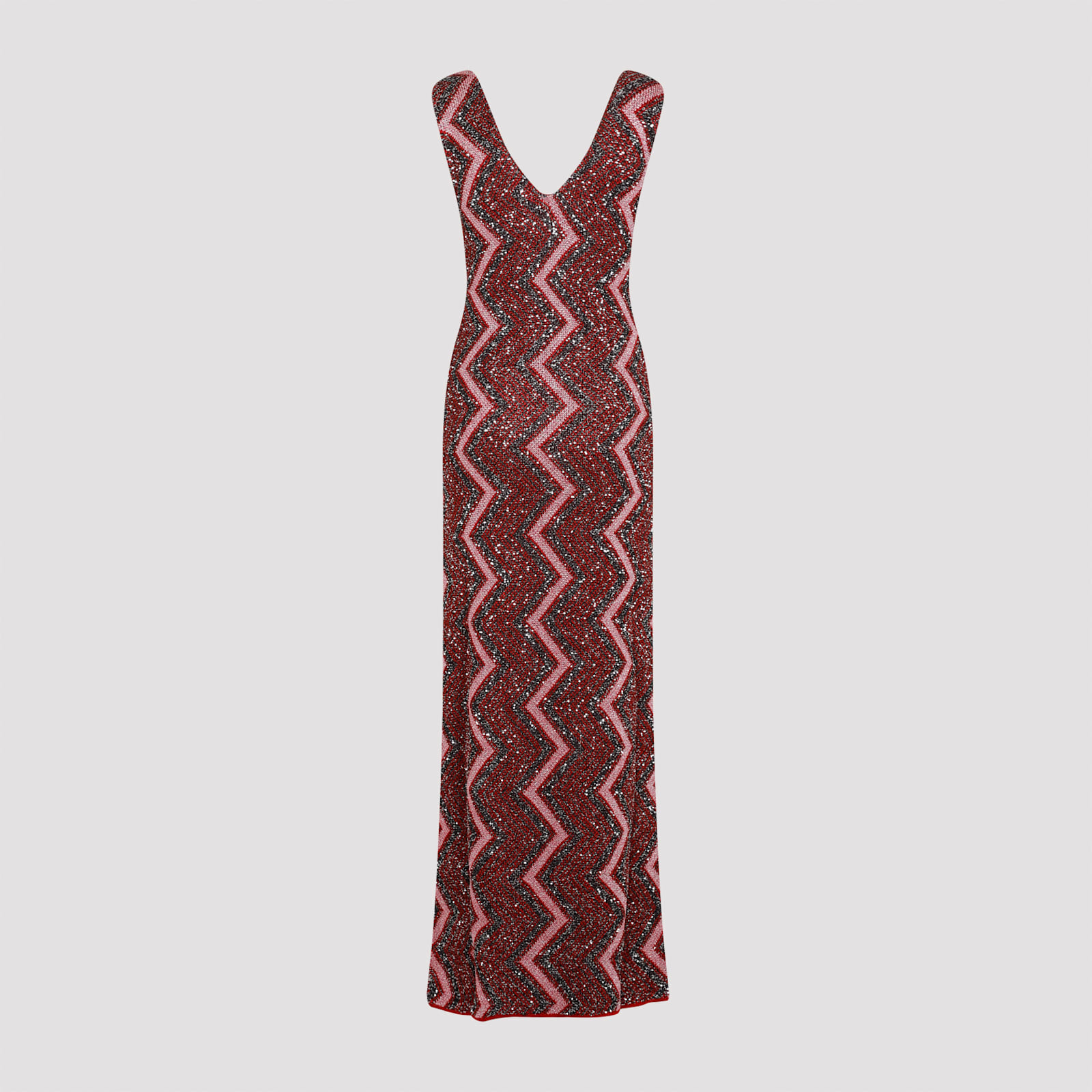 Shop Missoni Sleeveless Long Dress In Red/rose/blk