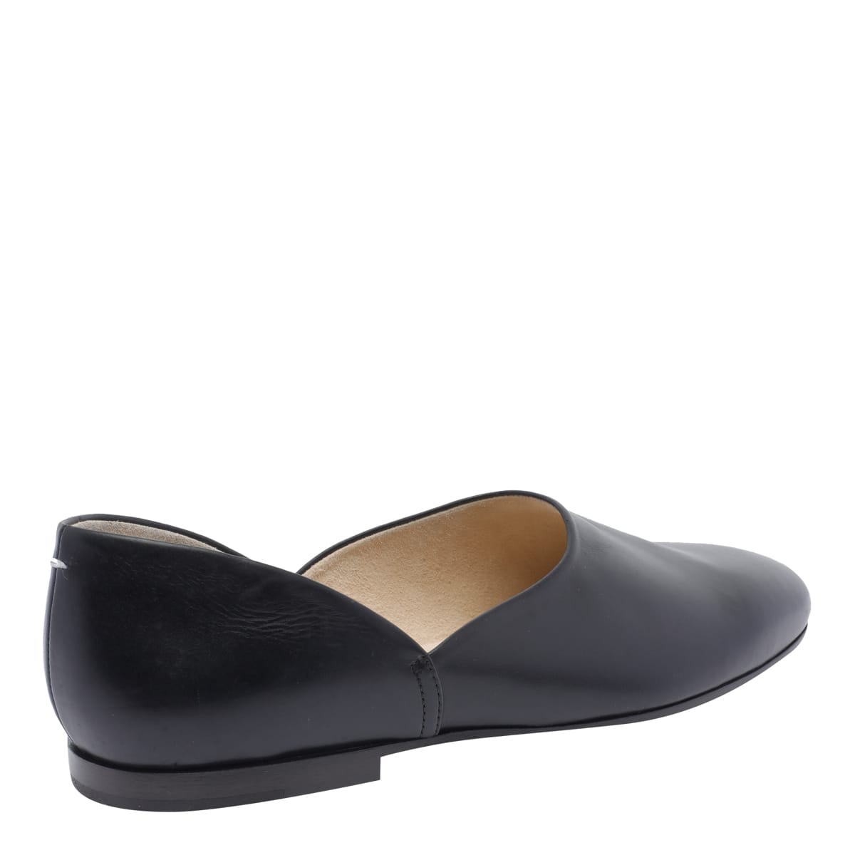 Maison Margiela Leather Grecian Slider Slippers Round Toe In Black