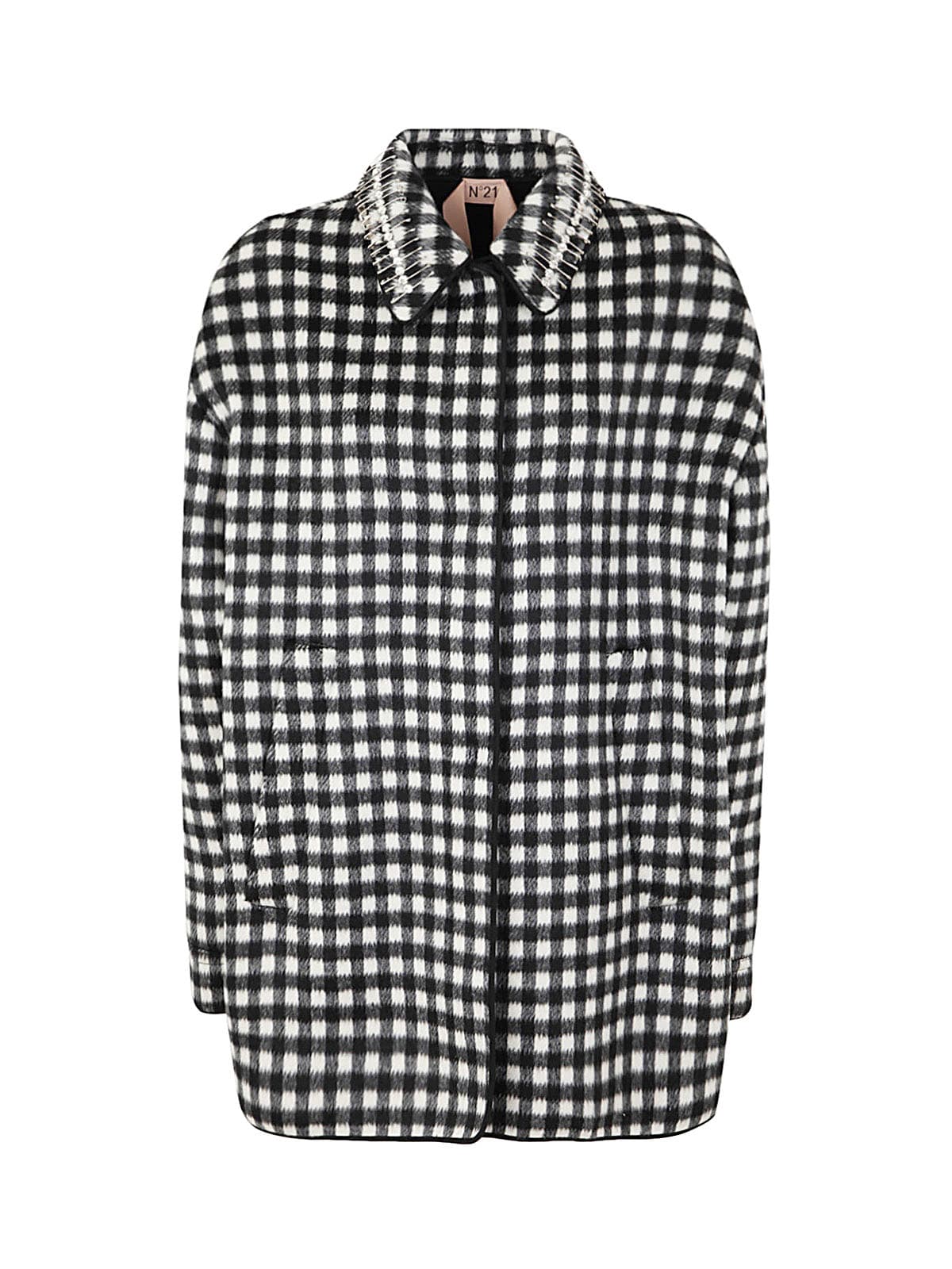 N°21 Kurzmantel Checked Short Coat In White Black Check