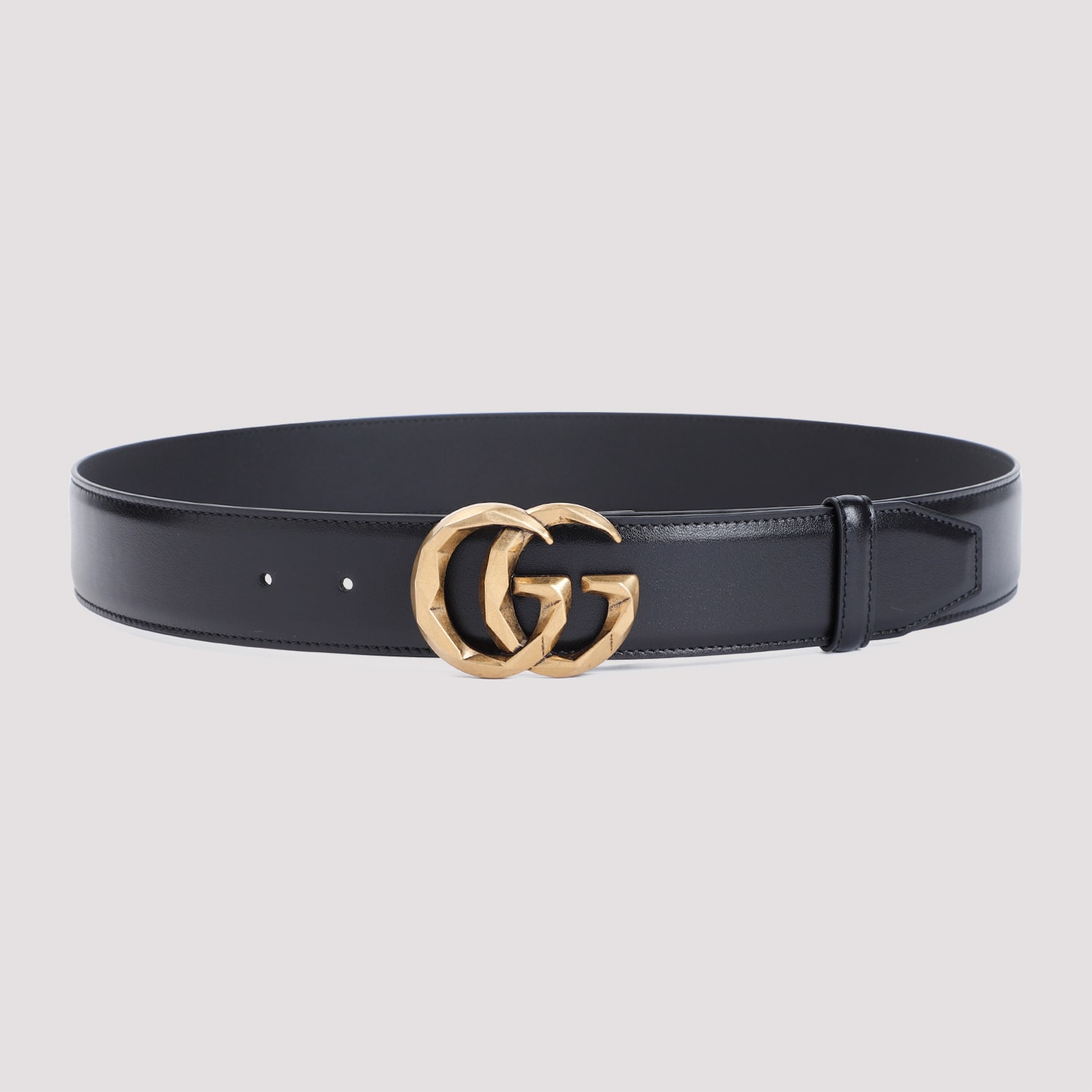 Shop Gucci Gg Leather Belt In Nero