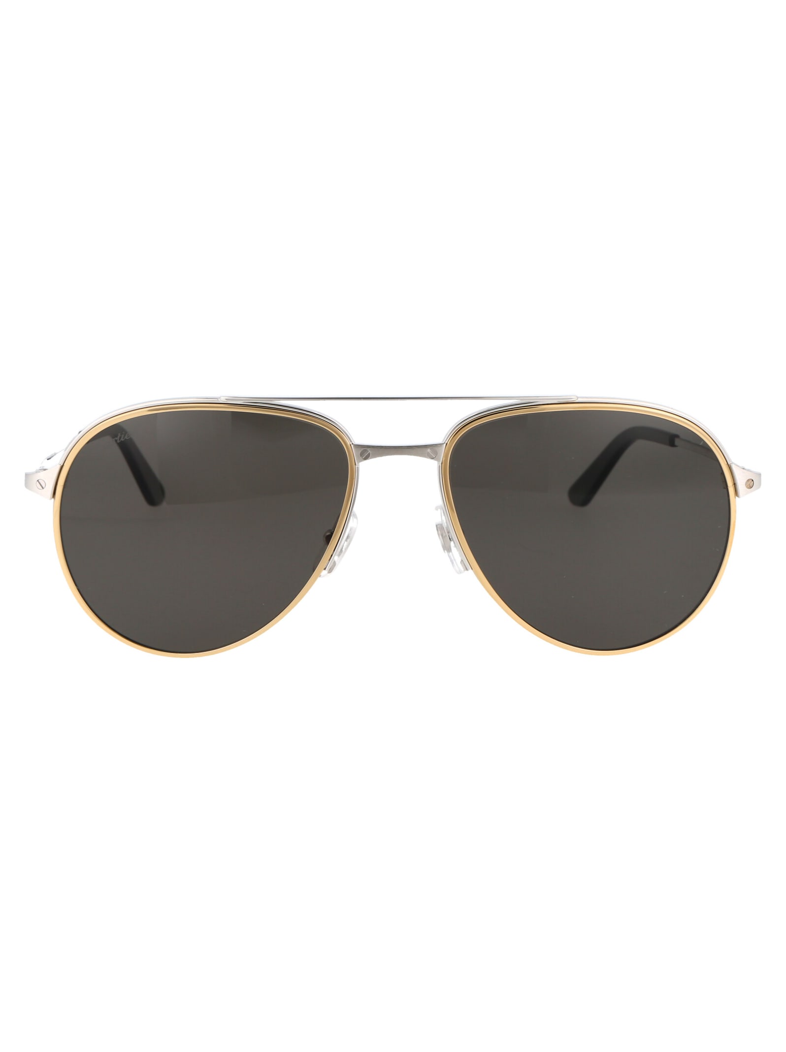 Cartier Ct0325s Sunglasses In 005 Silver Silver Grey | ModeSens