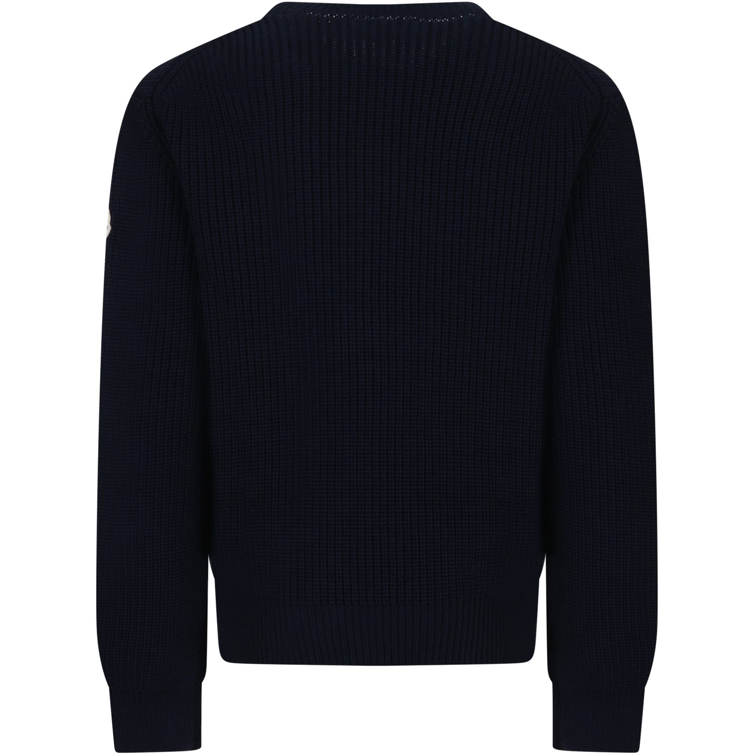 Shop Moncler Blue Sweater For Boy With Logo
