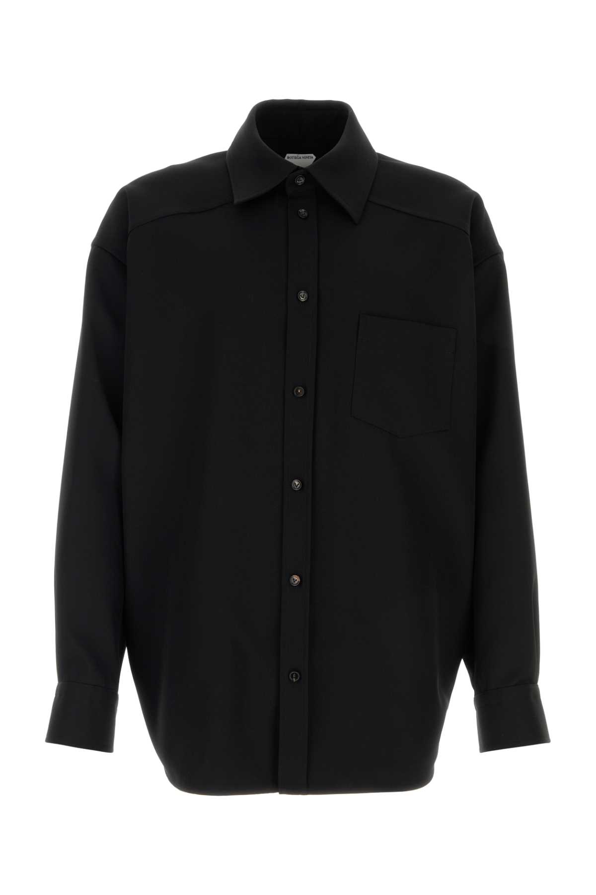 Shop Bottega Veneta Black Twill Shirt