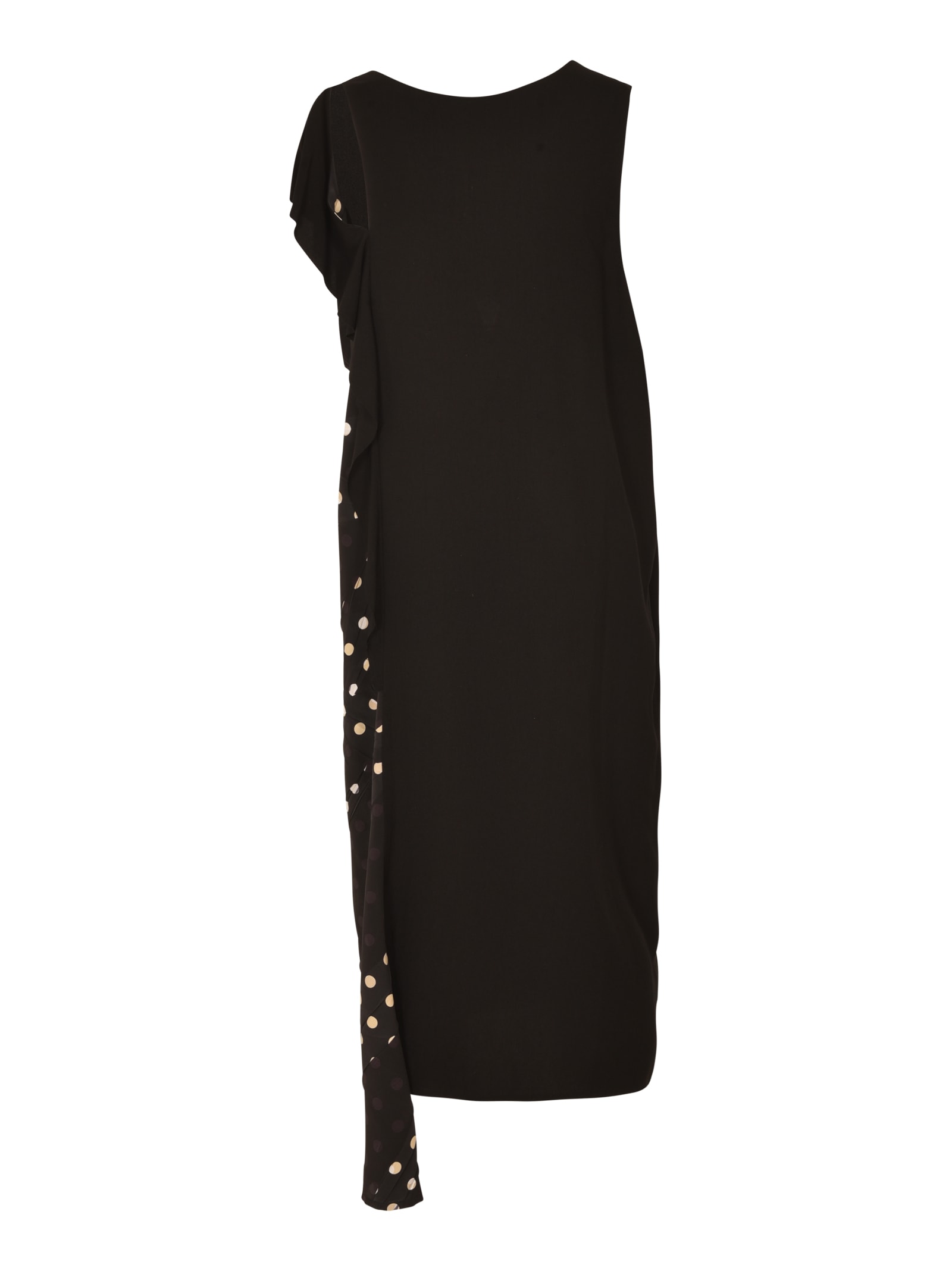 Shop Yohji Yamamoto Ruffle Sided Sleeveless Dress In Black