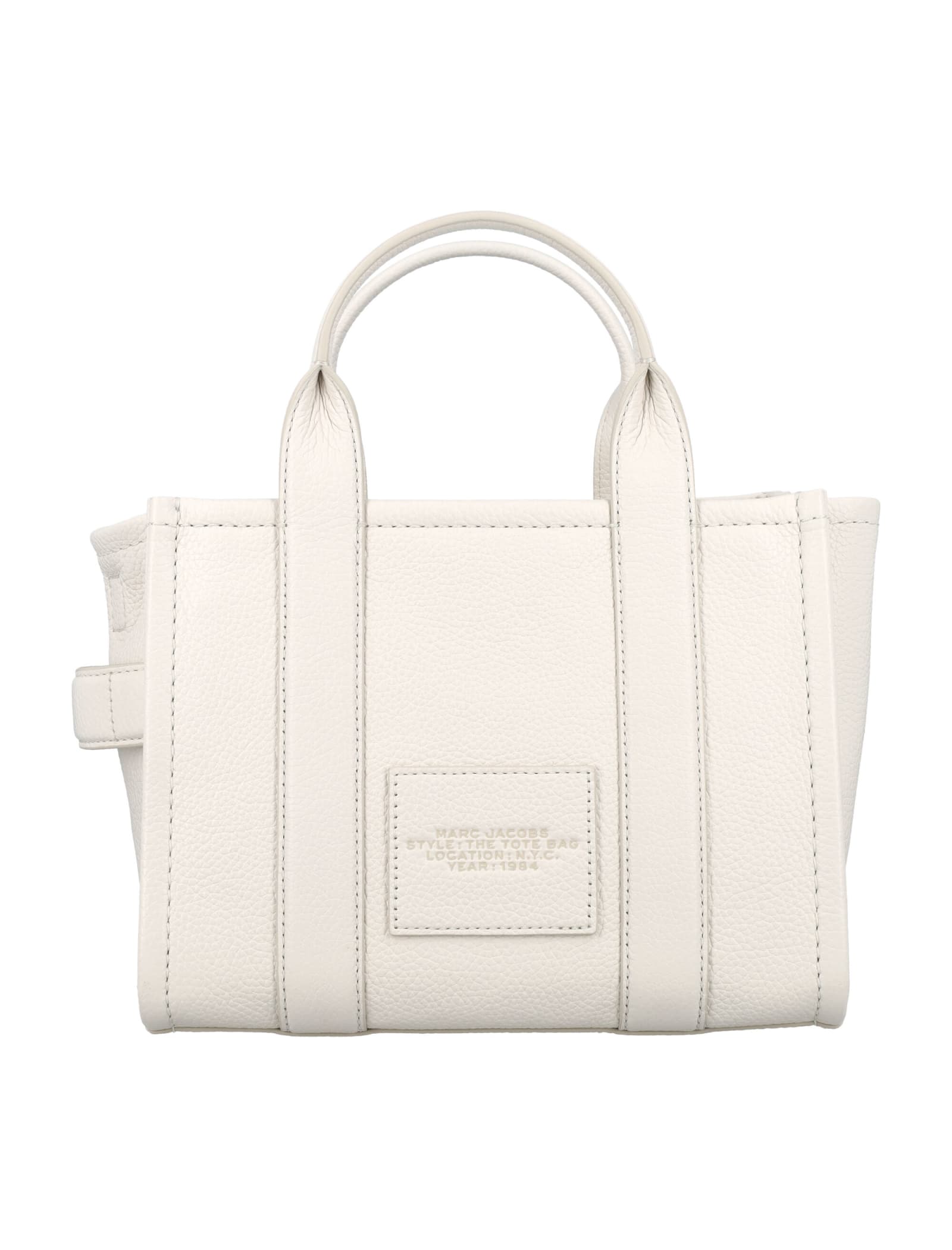 Marc Jacobs The Mini Tote Leather Bag In Silver
