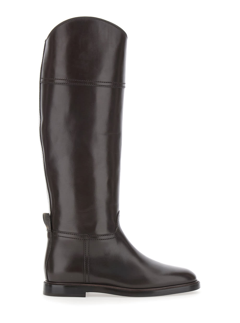 Brunello Cucinelli Leather Boots Monile In Brown