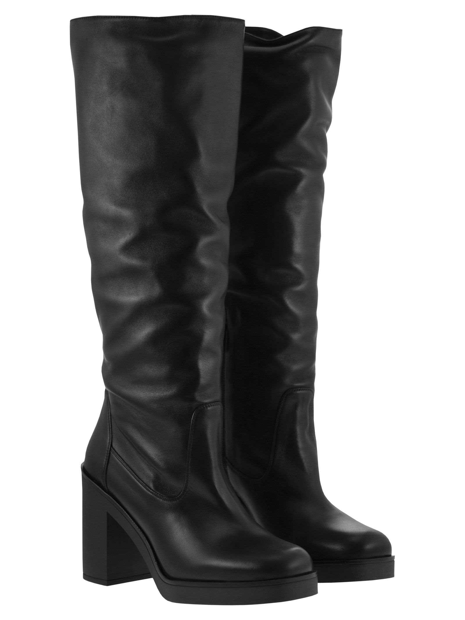 Shop Stuart Weitzman Bethenny 80 - Leather Boot In Black