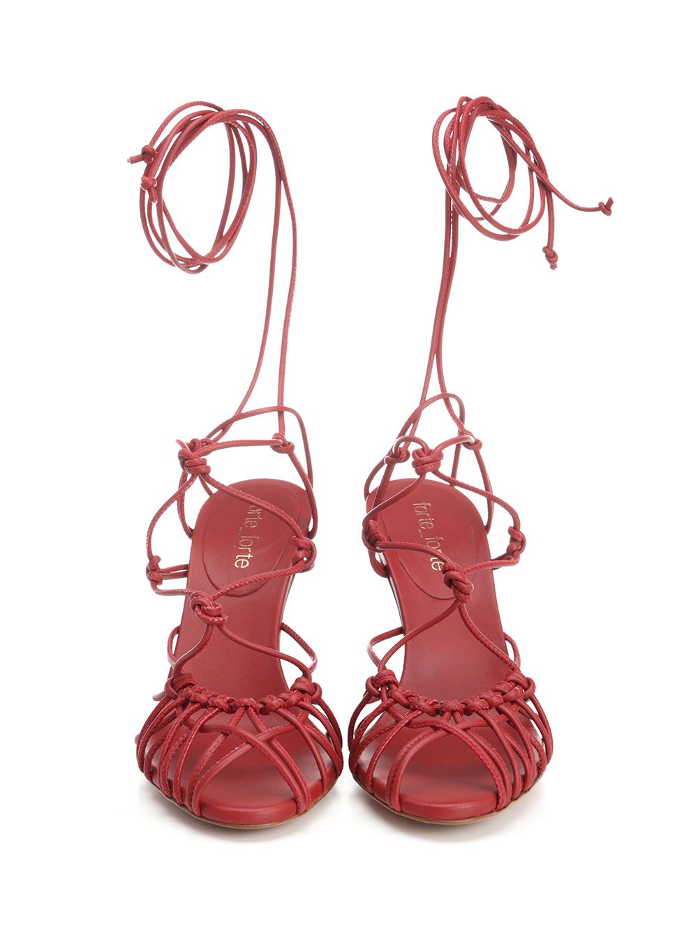 Shop Forte Forte White Leather Sandals In Red