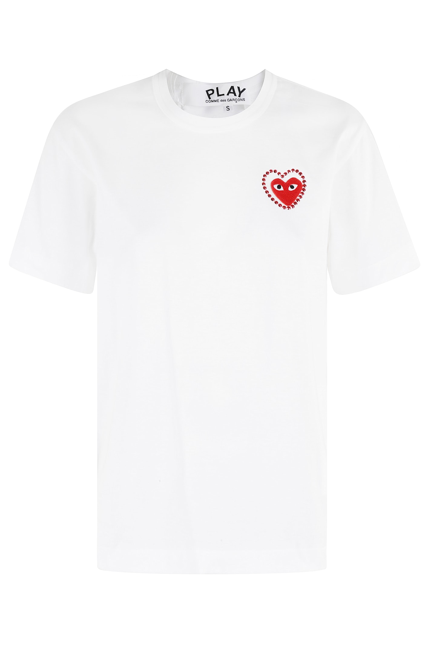 Comme Des Garçons Play Crew Neck T-shirt In White Red