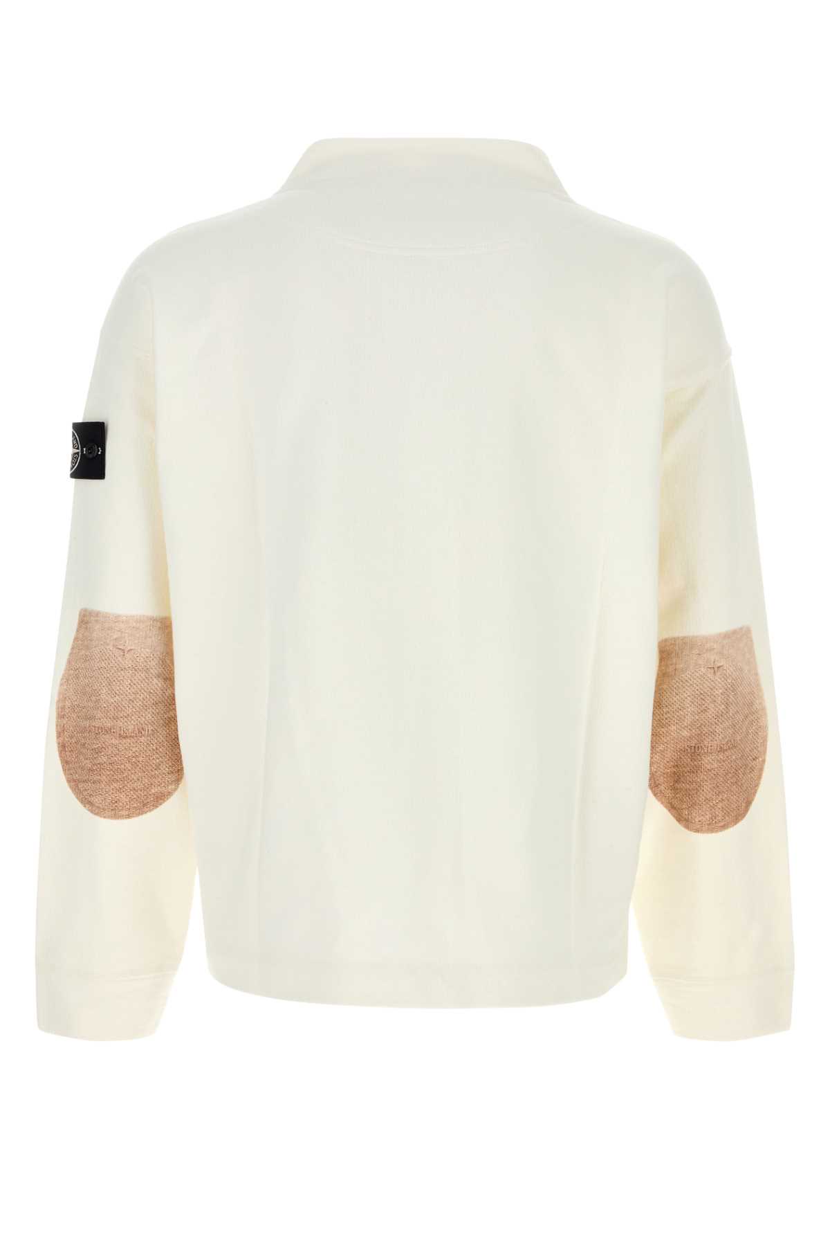 Stone Island Raw Beauty Cotton Sweatshirt In White
