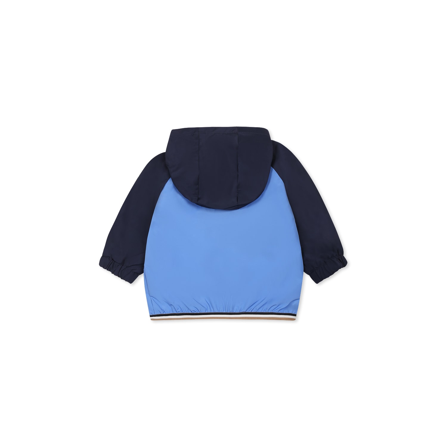 Hugo Boss Blue Windbreaker Jacket For Baby Boy With Logo In Multicolor