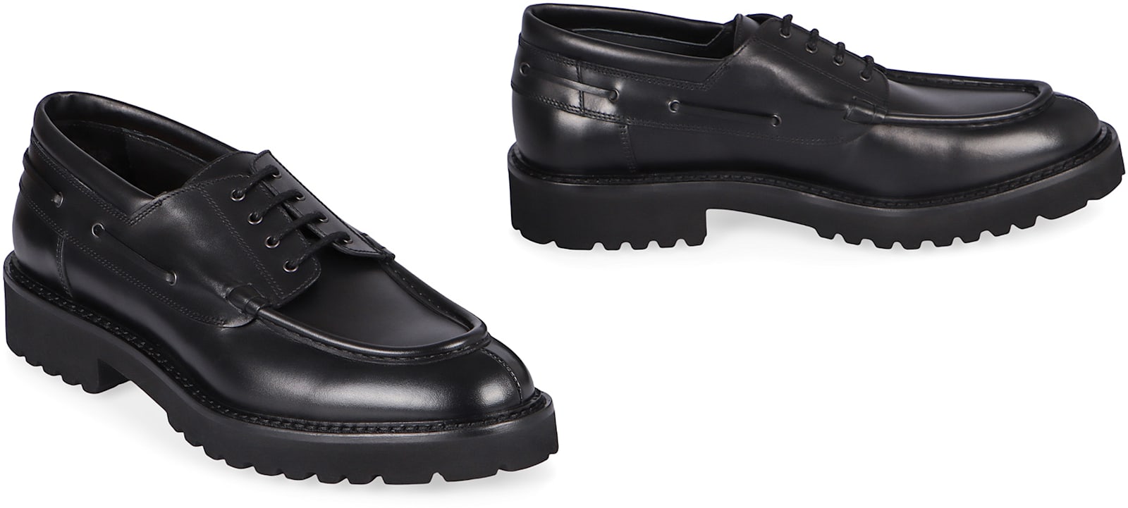 Doucal's Leather Lace-up Shoes In Black