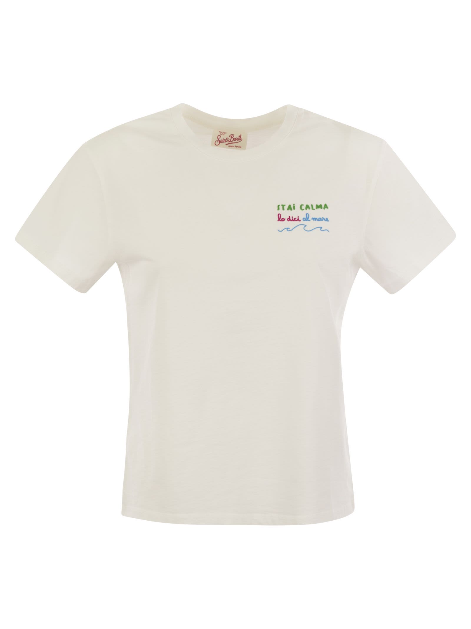 Mc2 Saint Barth Emilie - T-shirt With Embroidery On Chest In White
