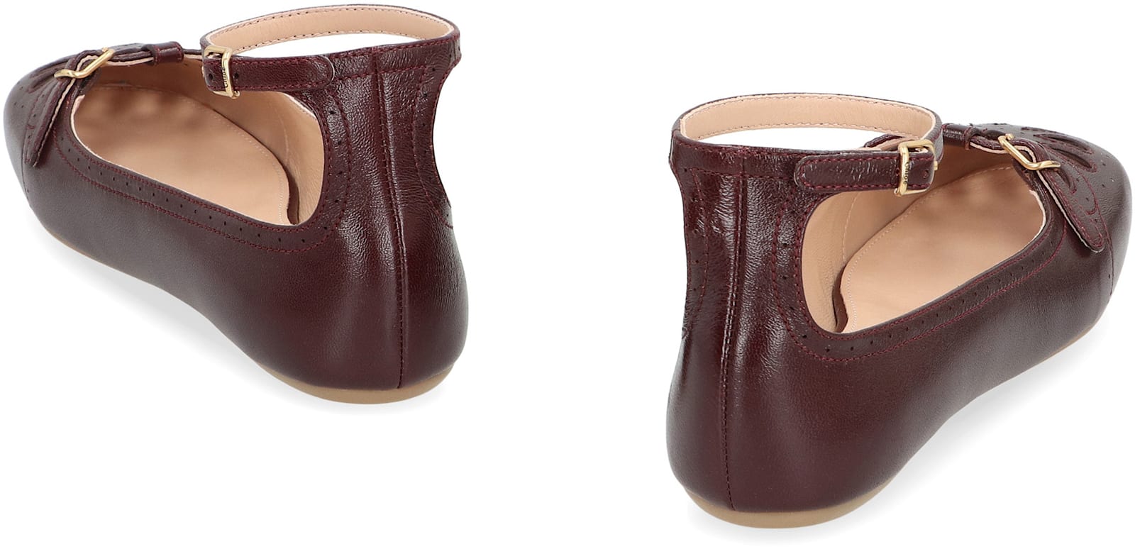 Chloé Misty Lambskin Ballerinas With Buckle In Purple