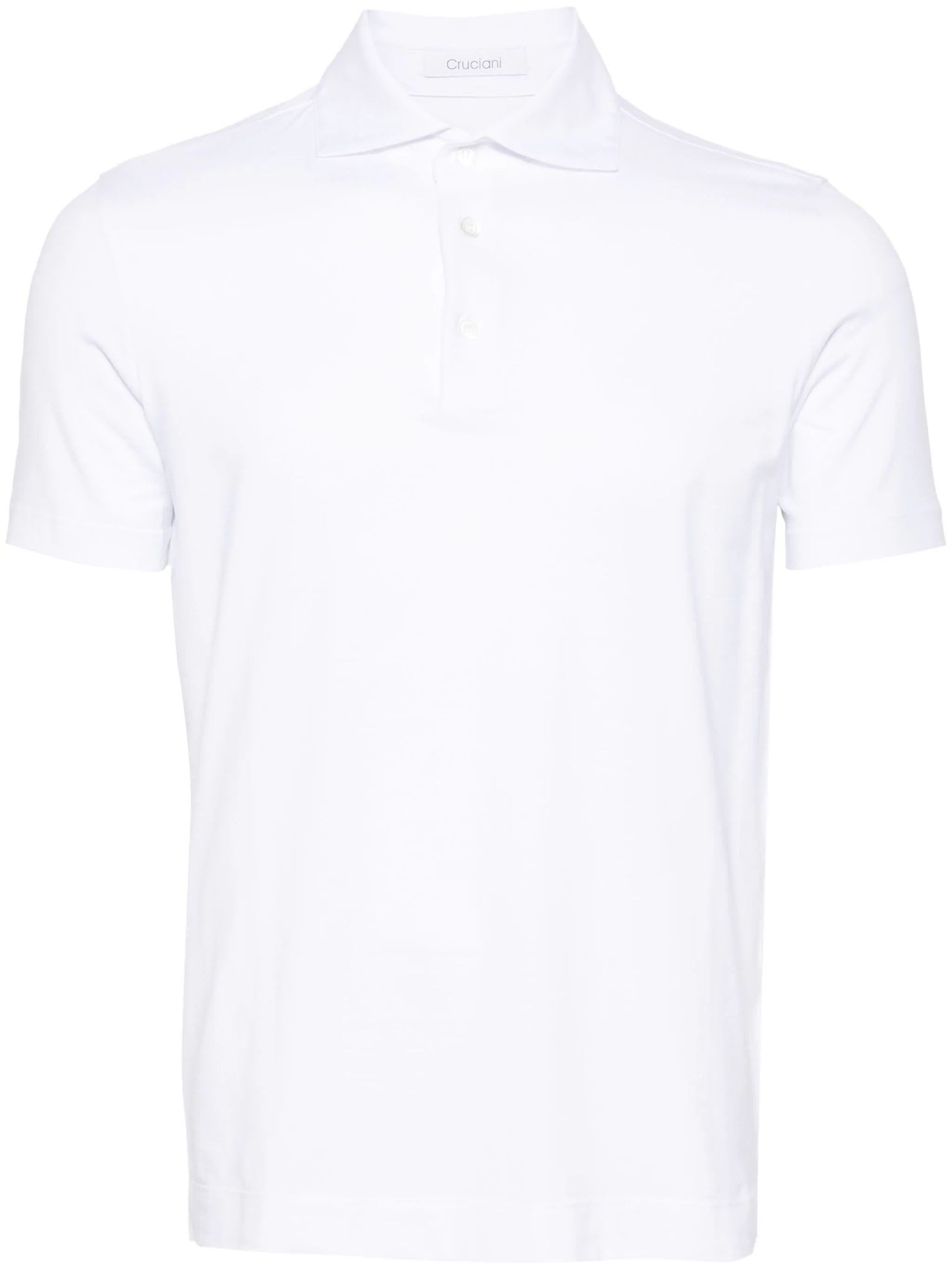 White Cotton Blend Polo Shirt