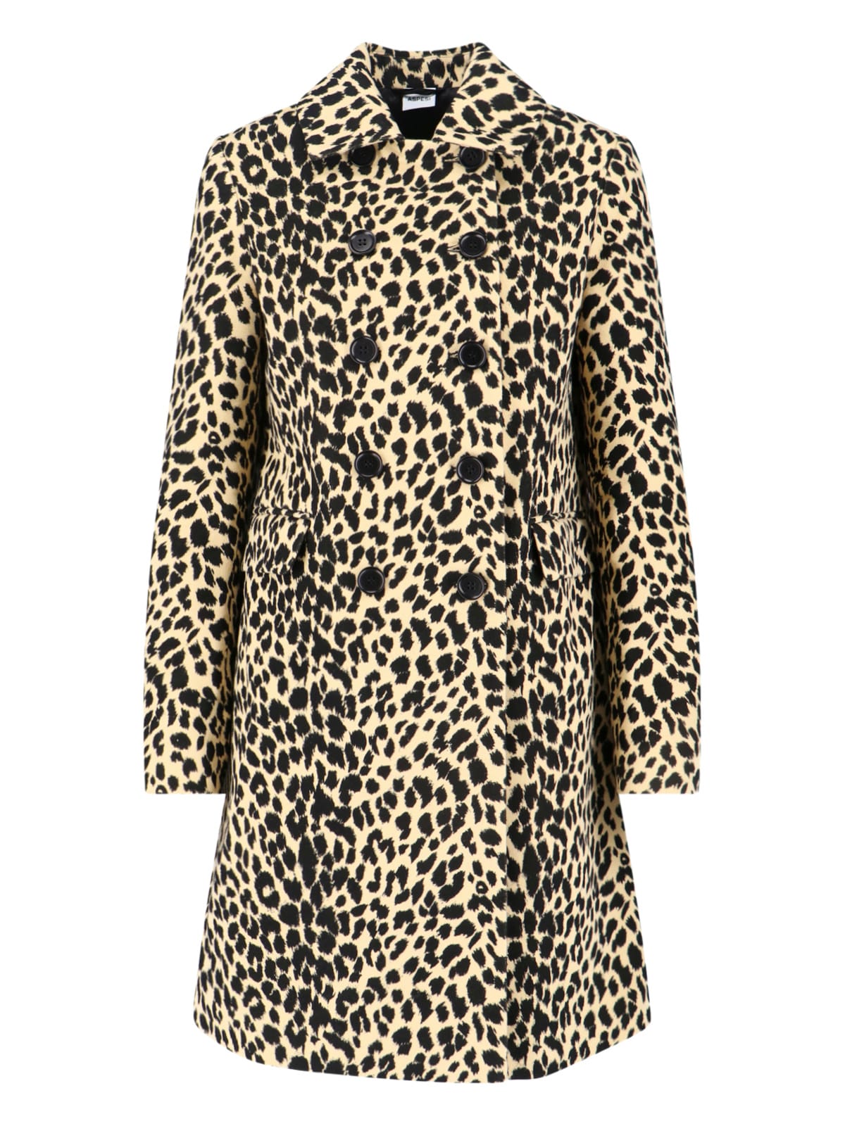 Aspesi Animal Print Double Breasted Jacket With Pockets In Brown
