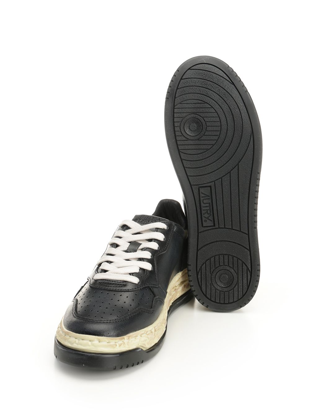 Autry Medalist Low Vintage X Mihara Yasuhiro Black Sneakers With Handcrafted Sole In Leather Man In Black