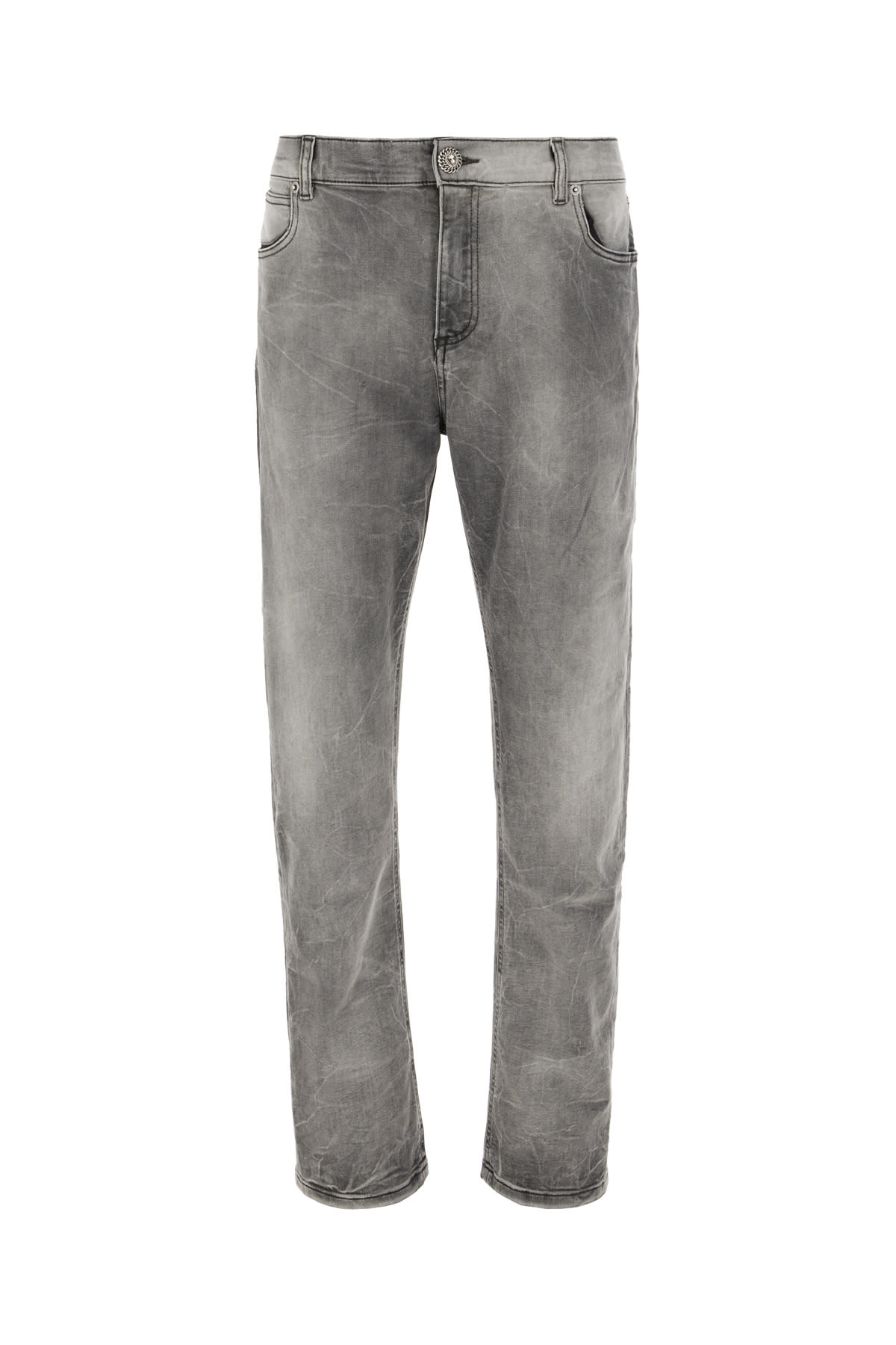 Balmain Grey Stretch Denim Jeans