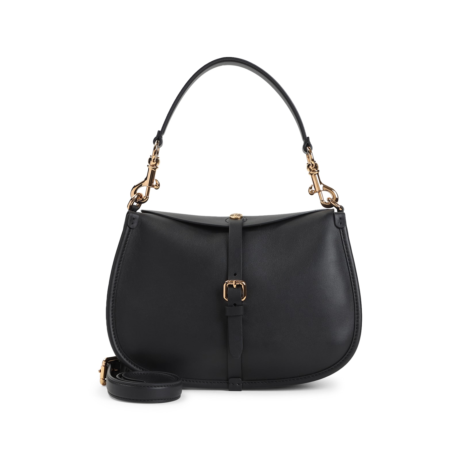 Etro Buckle-fastening Extra-large Leather Shoulder Bag In Black