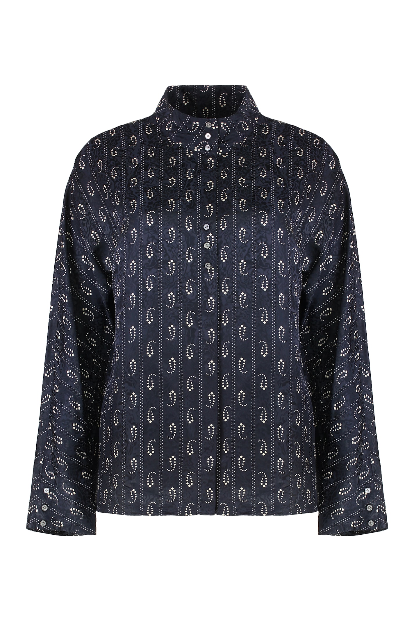 Tory Burch Jacquard Viscose And Silk Blouse In Blue