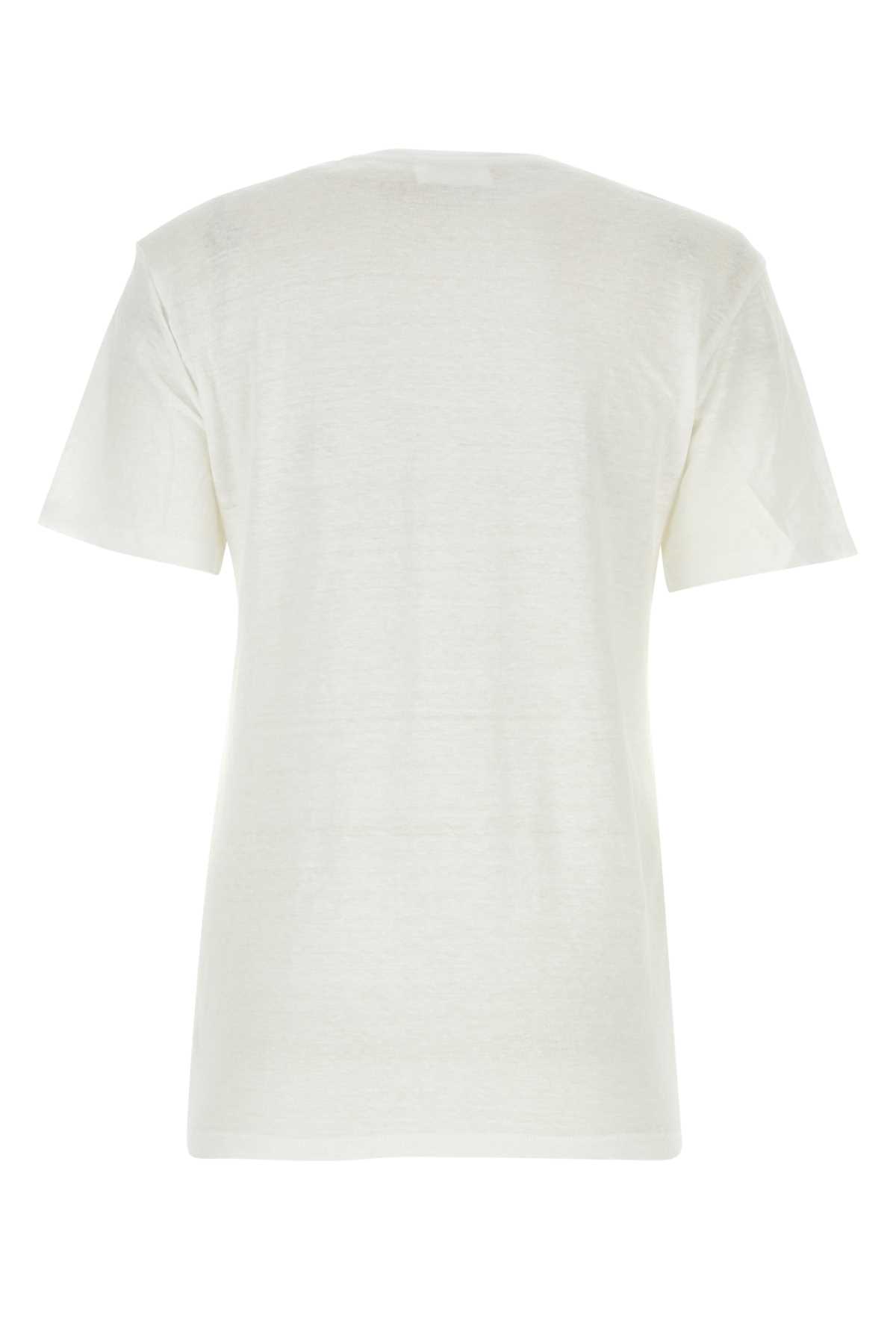 Marant Etoile White Linen Zewel T-shirt In Whiterosegold