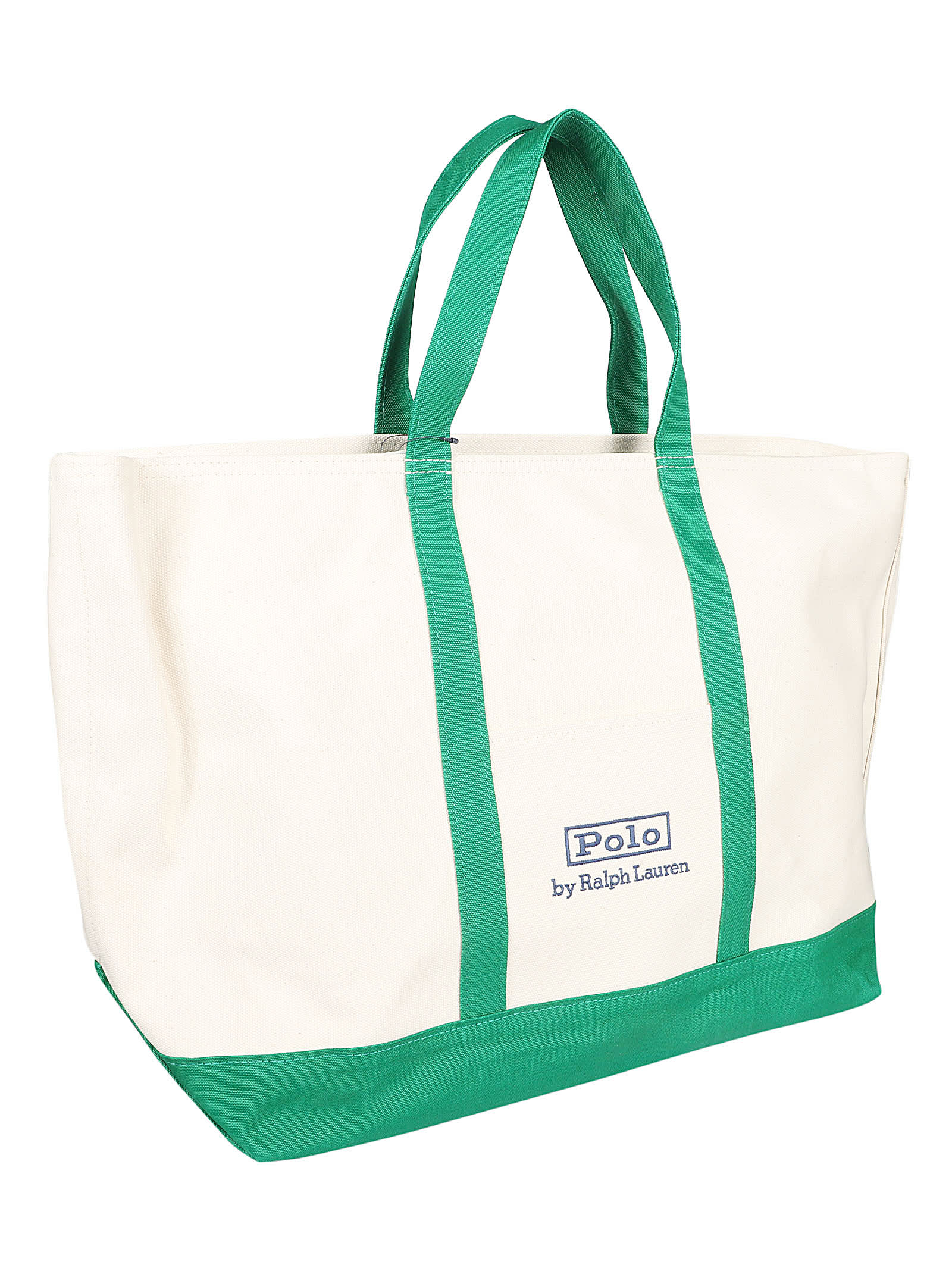 Shop Polo Ralph Lauren Icon Large Tote Bag In Hillside Green/cream