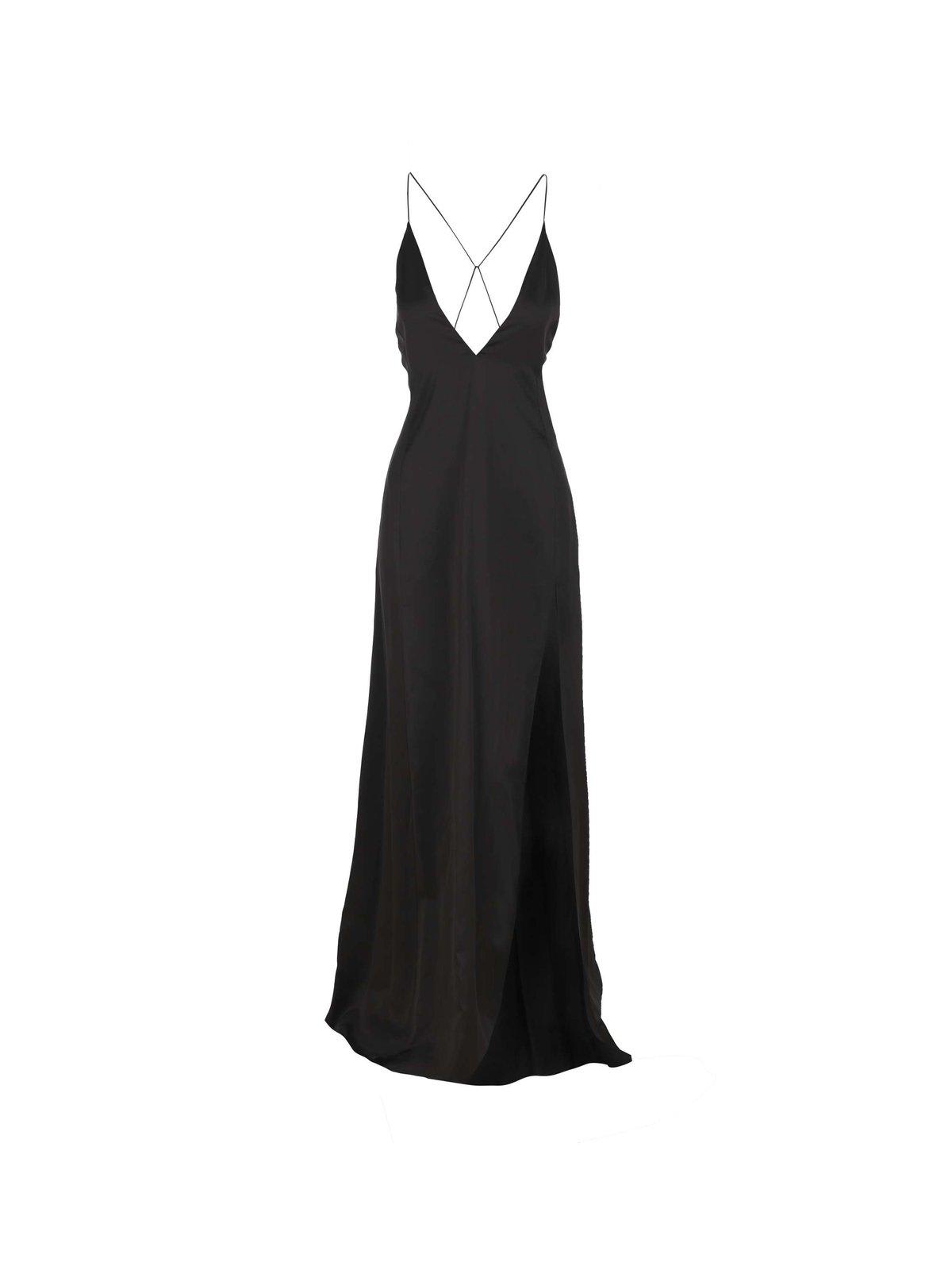 Saint Laurent V-neck Sleeveless Maxi Dress In Black